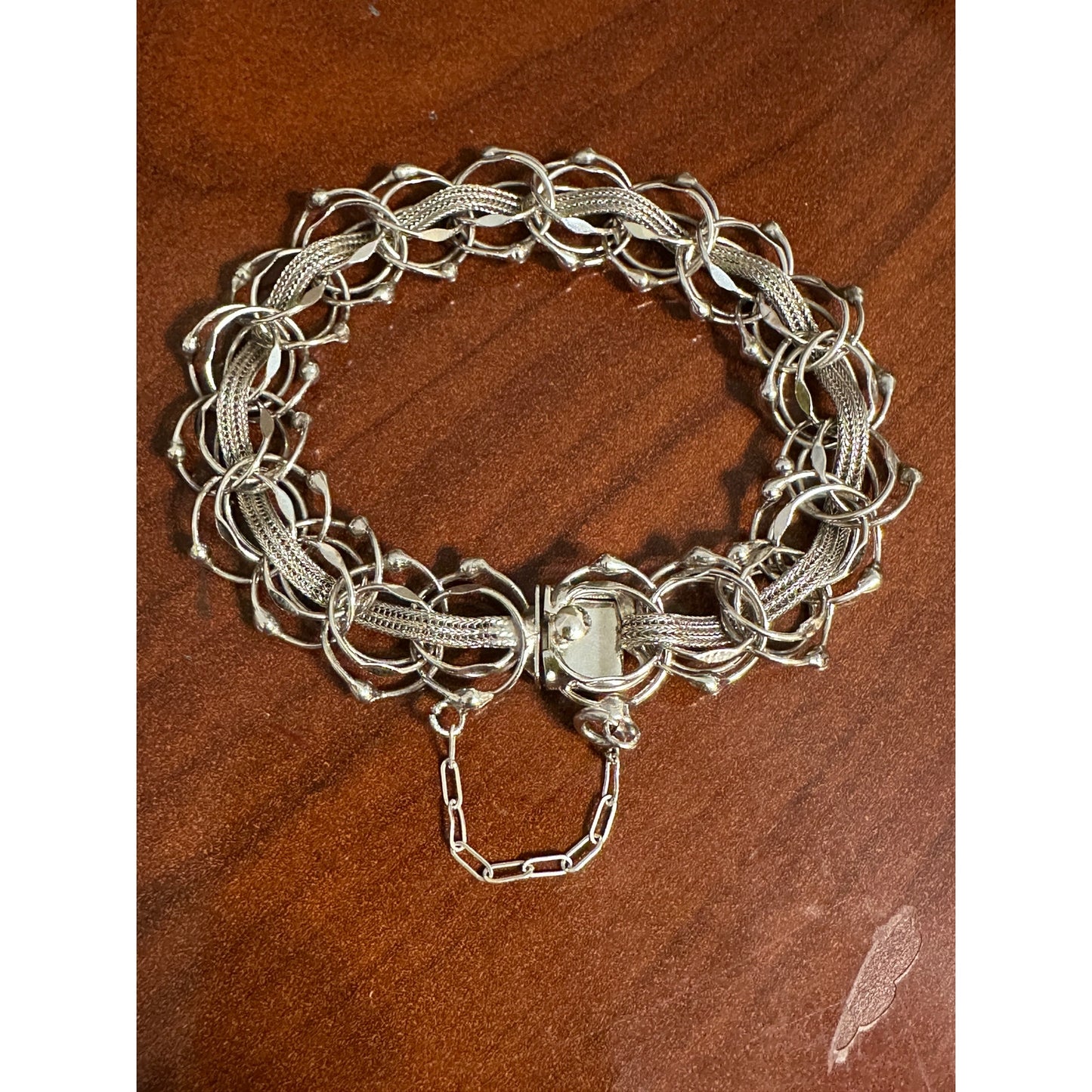 Vintage Sterling Silver Wide Link Bracelet 7 “ x 5/8” 19g Safety Chain