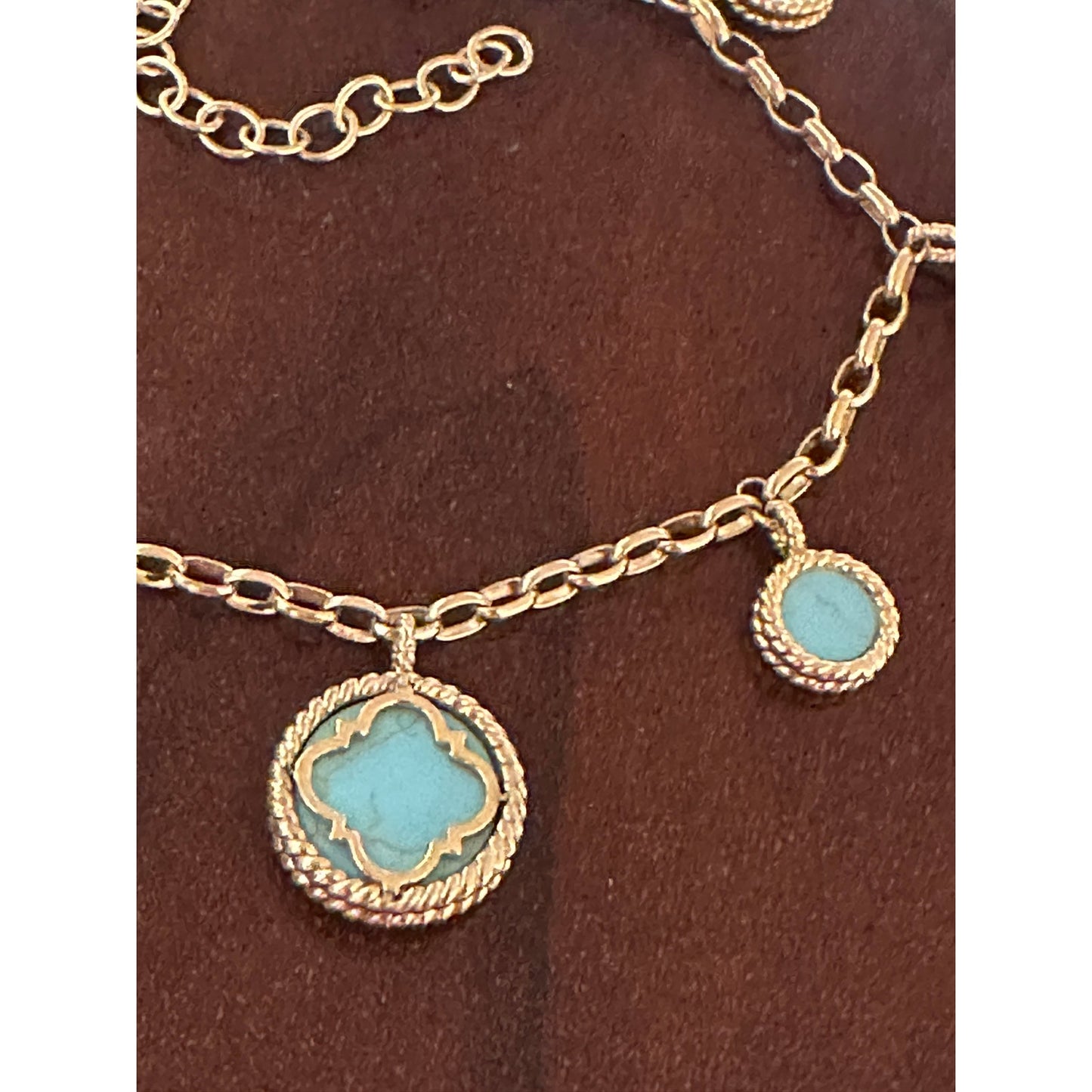 Charles Garnier 18k over Sterling Simulated Turquoise CZ Charm Bracelet