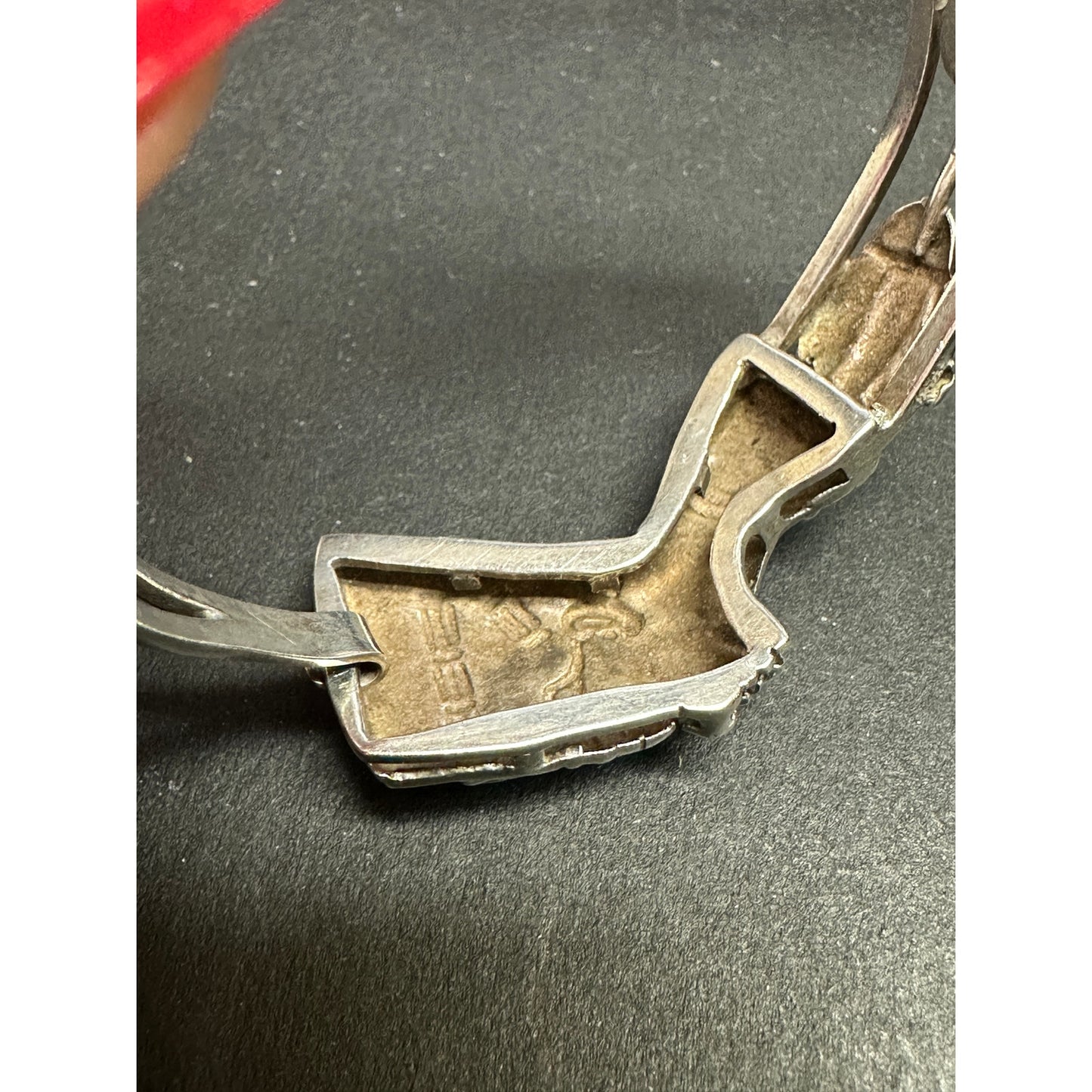 Vintage Sterling Silver Egyptian Nefertiti Bangle Bracelet