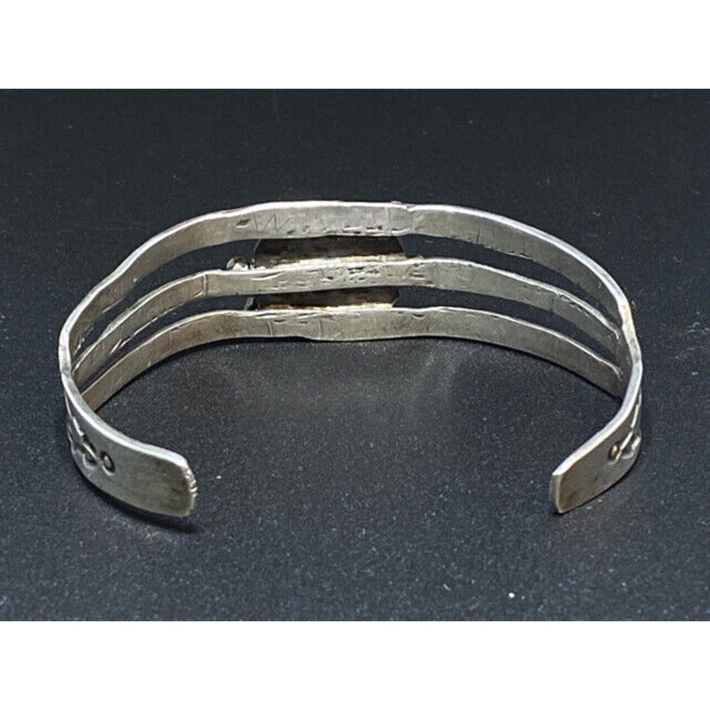 Vintage Sterling Silver Native American Cuff Bracelet with Green Stone