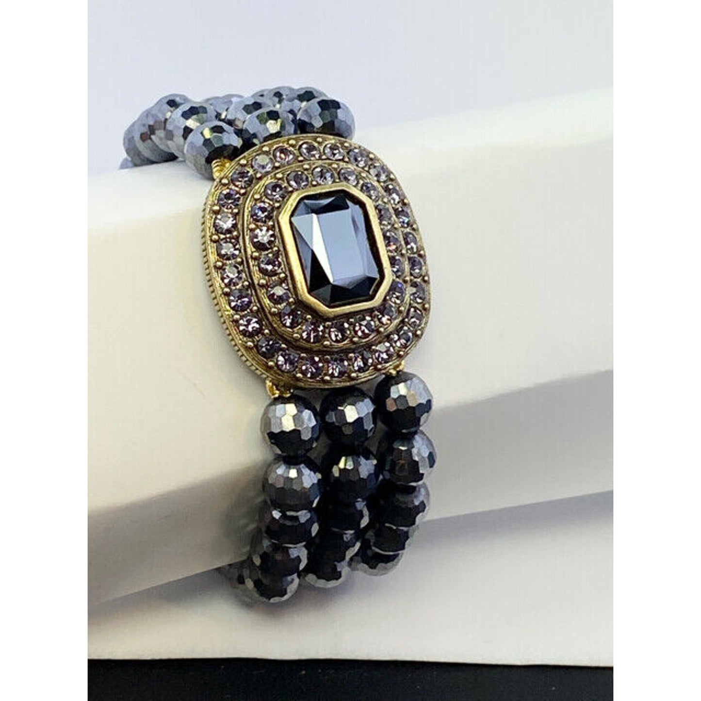 Heidi Daus Triple Strand Hematite Crystal Bracelet ~ Tailored to Please