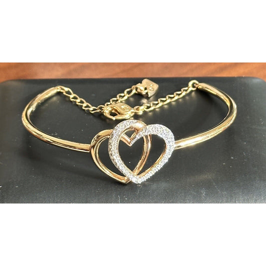 Swarovski Rose Gold Crystal Double Heart Bracelet Valentines Day Gift