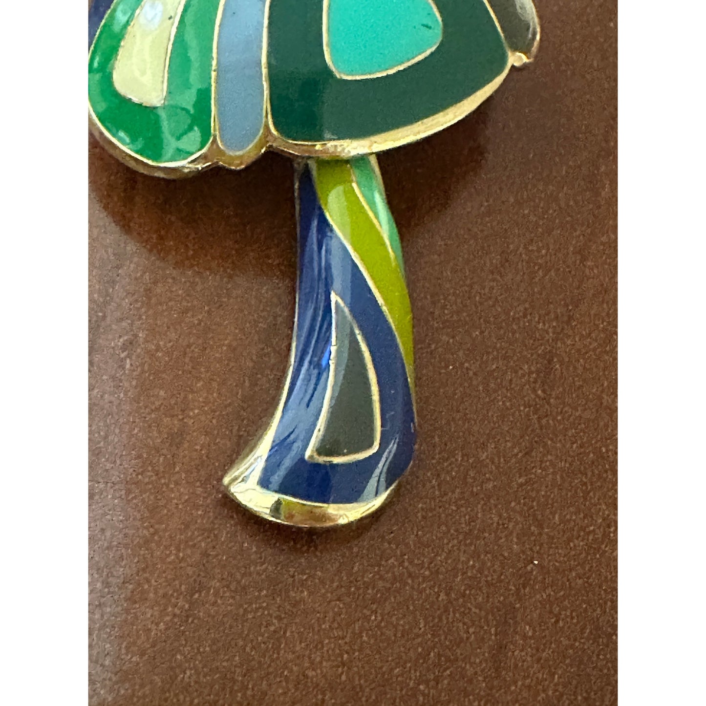 Vintage Eisenberg Goldtone Enamel Mushroom Brooch Pin