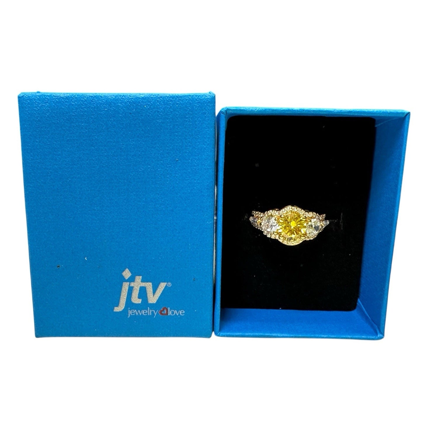 Charles Winston Bella Luce 18k Over Sterling Canary White CZ Ring Size 6 3/4 NIB