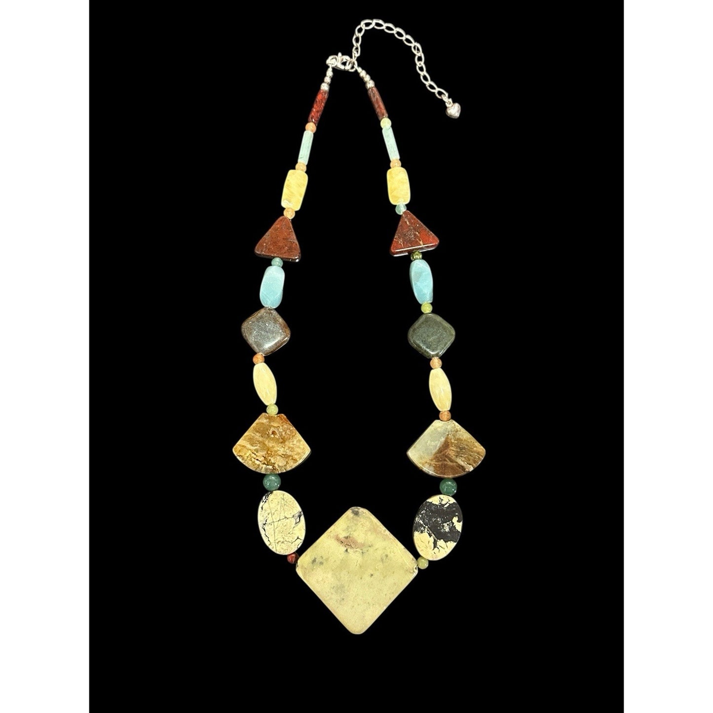 Jay King Desert Rose Trading Dtr Multi Stone Sterling 18"+3 Necklace Geometric