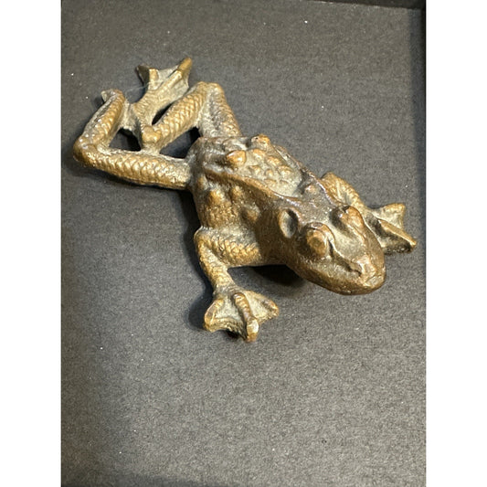Antique Bronze Frog Paperweight - Very Detailed and Marked