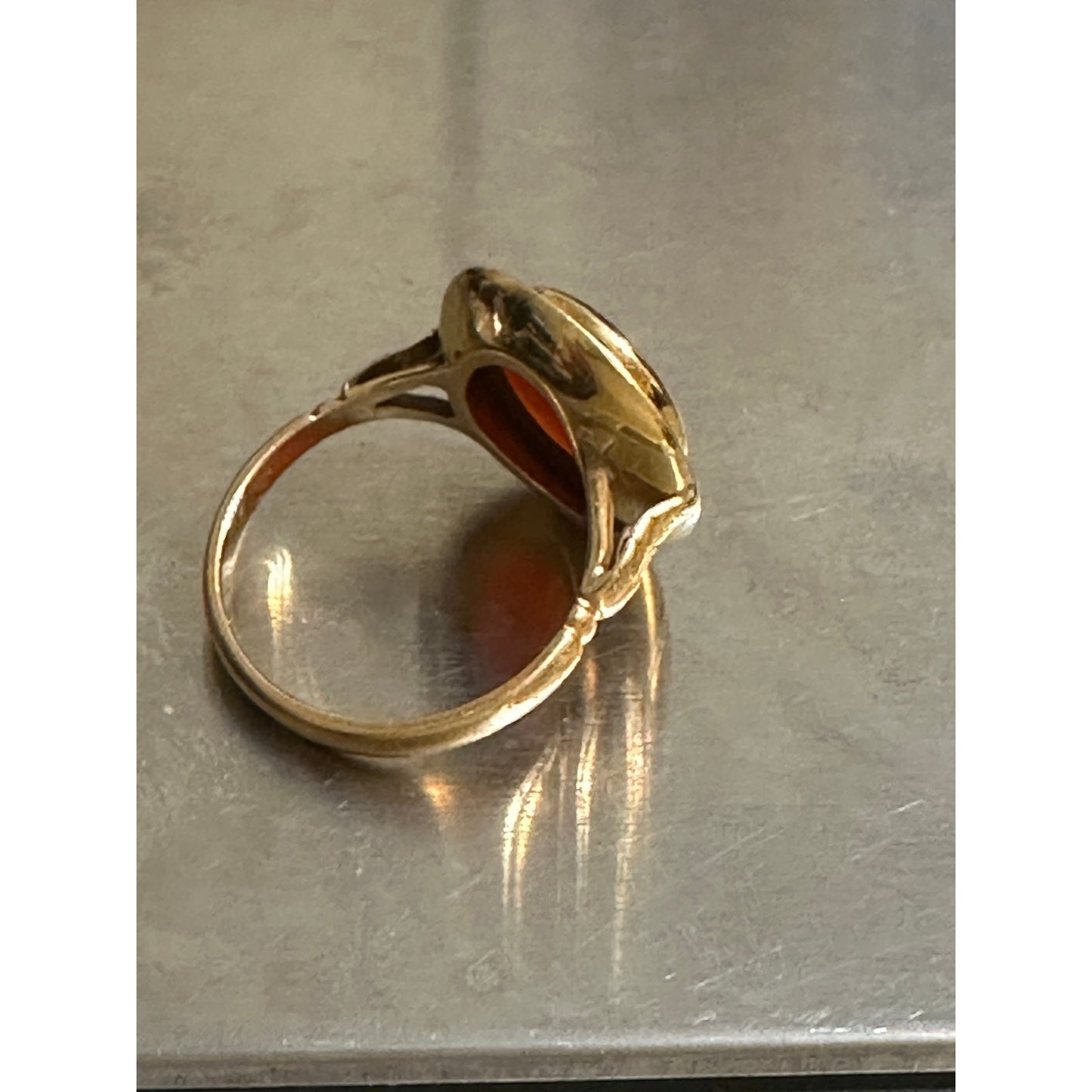 Antique 14k Yellow Gold Carved Carnelian Ring Size 7