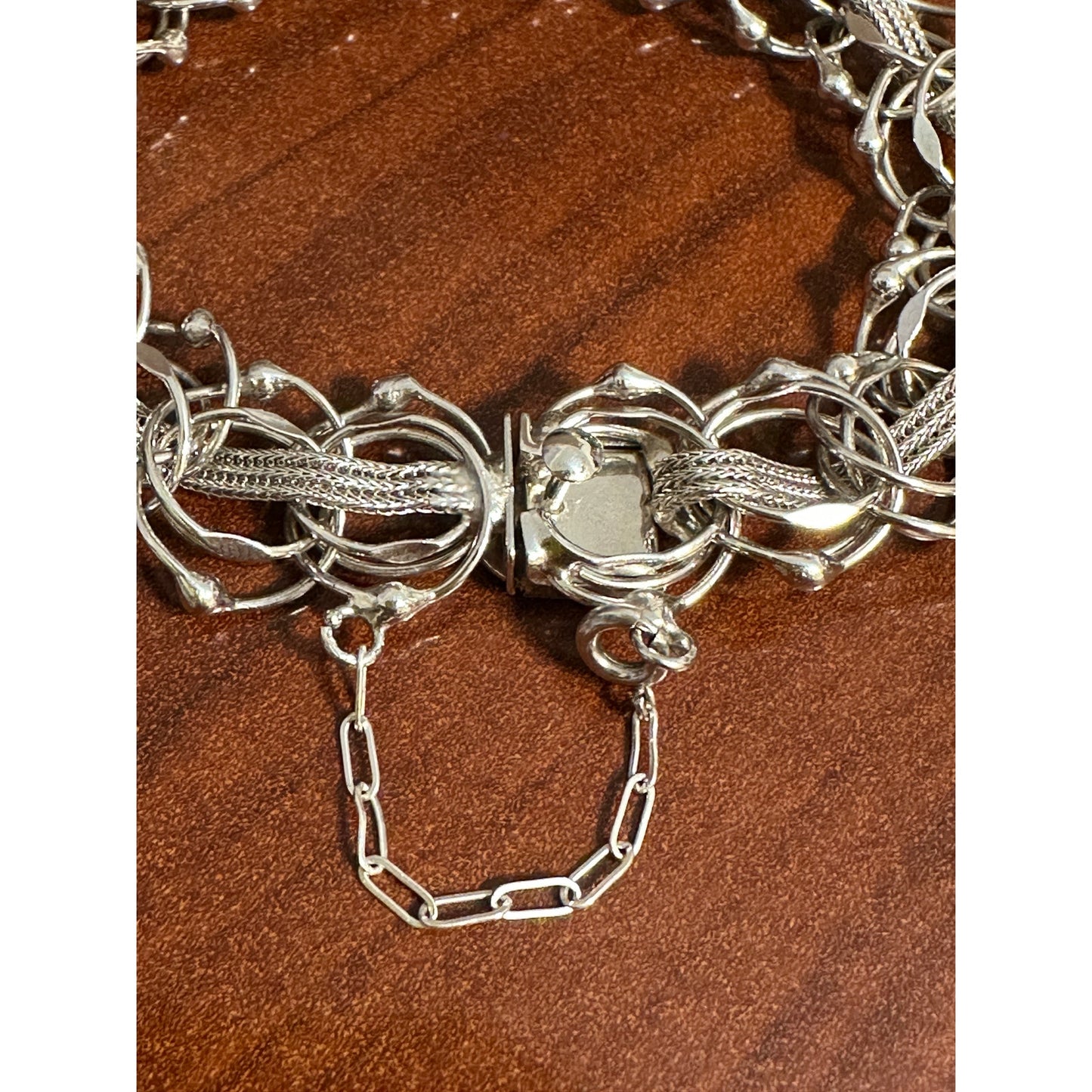 Vintage Sterling Silver Wide Link Bracelet 7 “ x 5/8” 19g Safety Chain