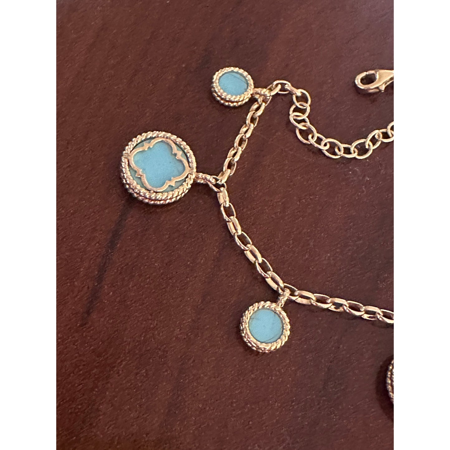 Charles Garnier 18k over Sterling Simulated Turquoise CZ Charm Bracelet