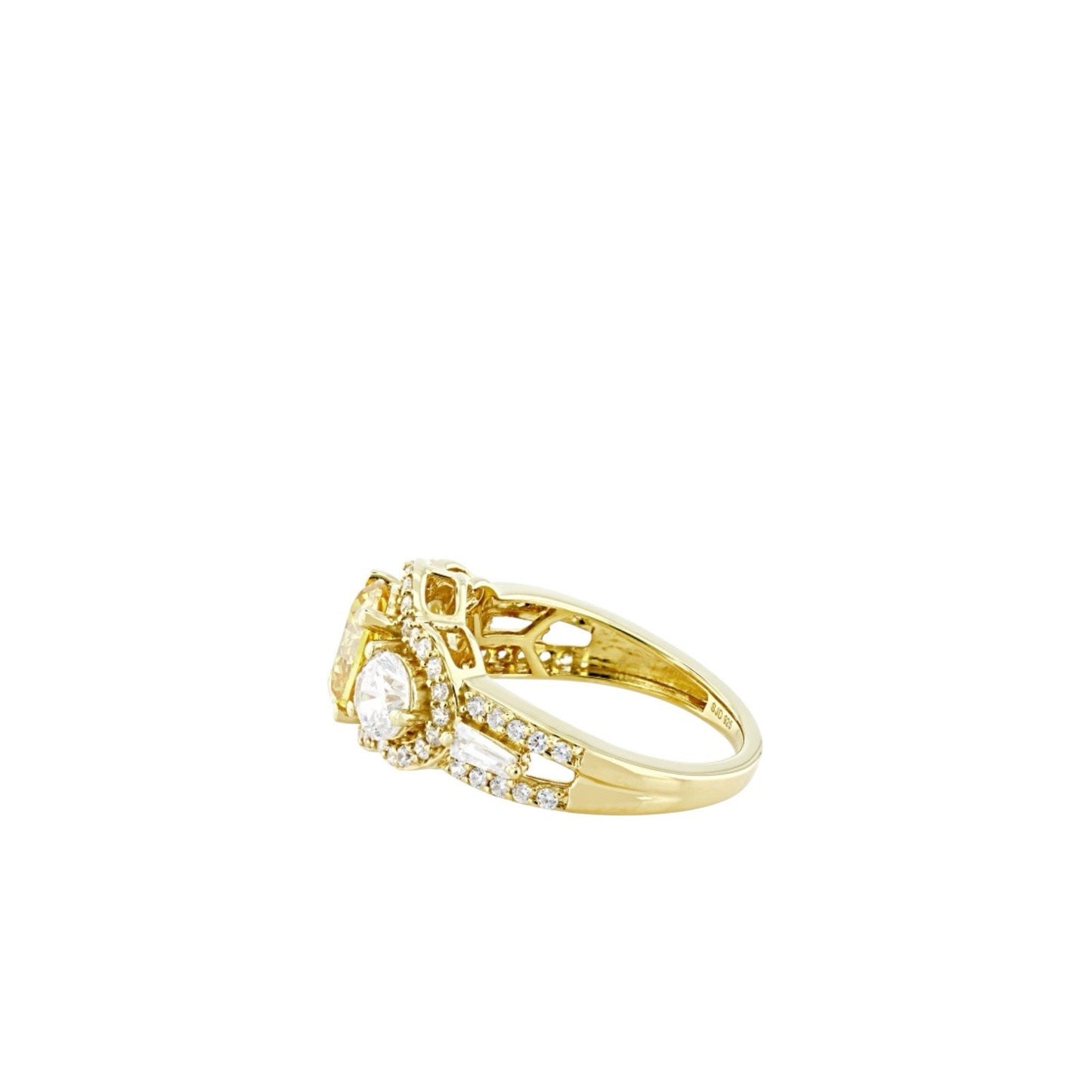 Charles Winston Bella Luce 18k Over Sterling Canary White CZ Ring Size 6 3/4 NIB