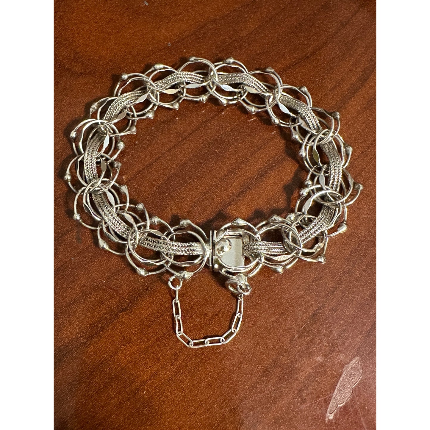 Vintage Sterling Silver Wide Link Bracelet 7 “ x 5/8” 19g Safety Chain