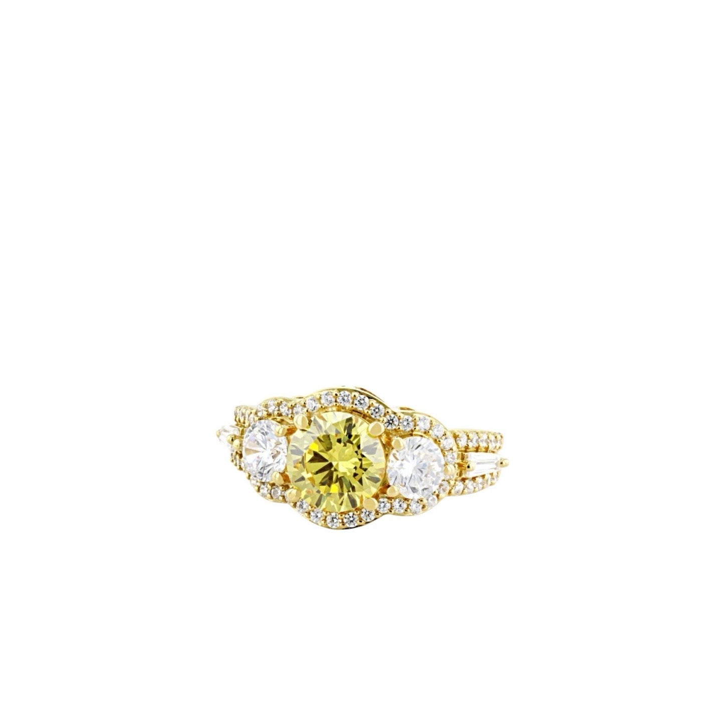 Charles Winston Bella Luce 18k Over Sterling Canary White CZ Ring Size 6 3/4 NIB