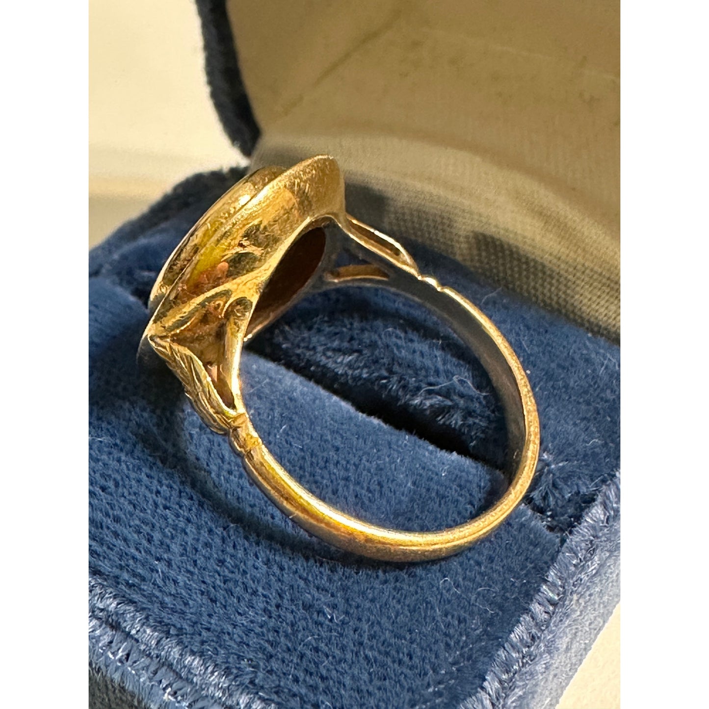 Antique 14k Yellow Gold Carved Carnelian Ring Size 7