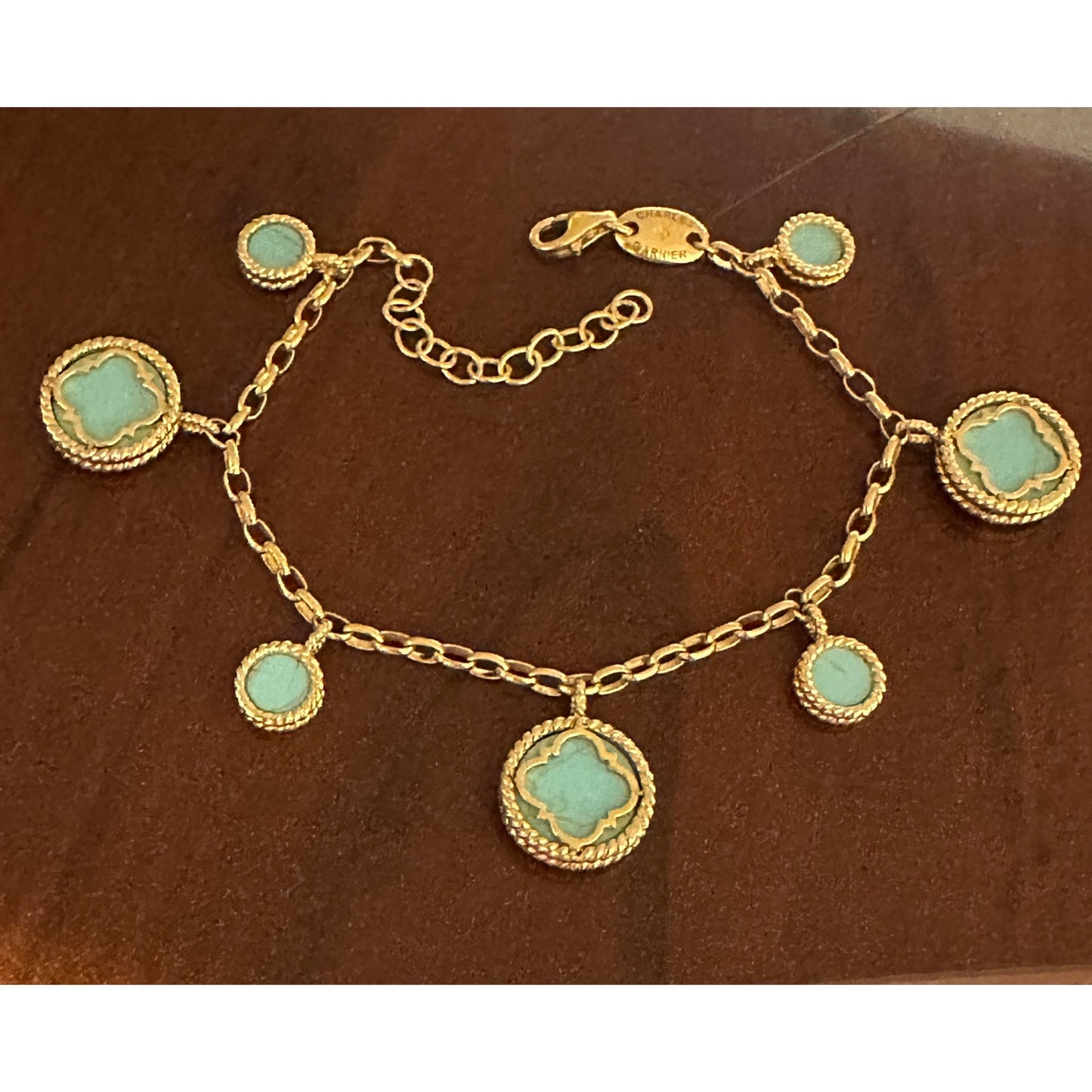 Charles Garnier 18k over Sterling Simulated Turquoise CZ Charm Bracelet
