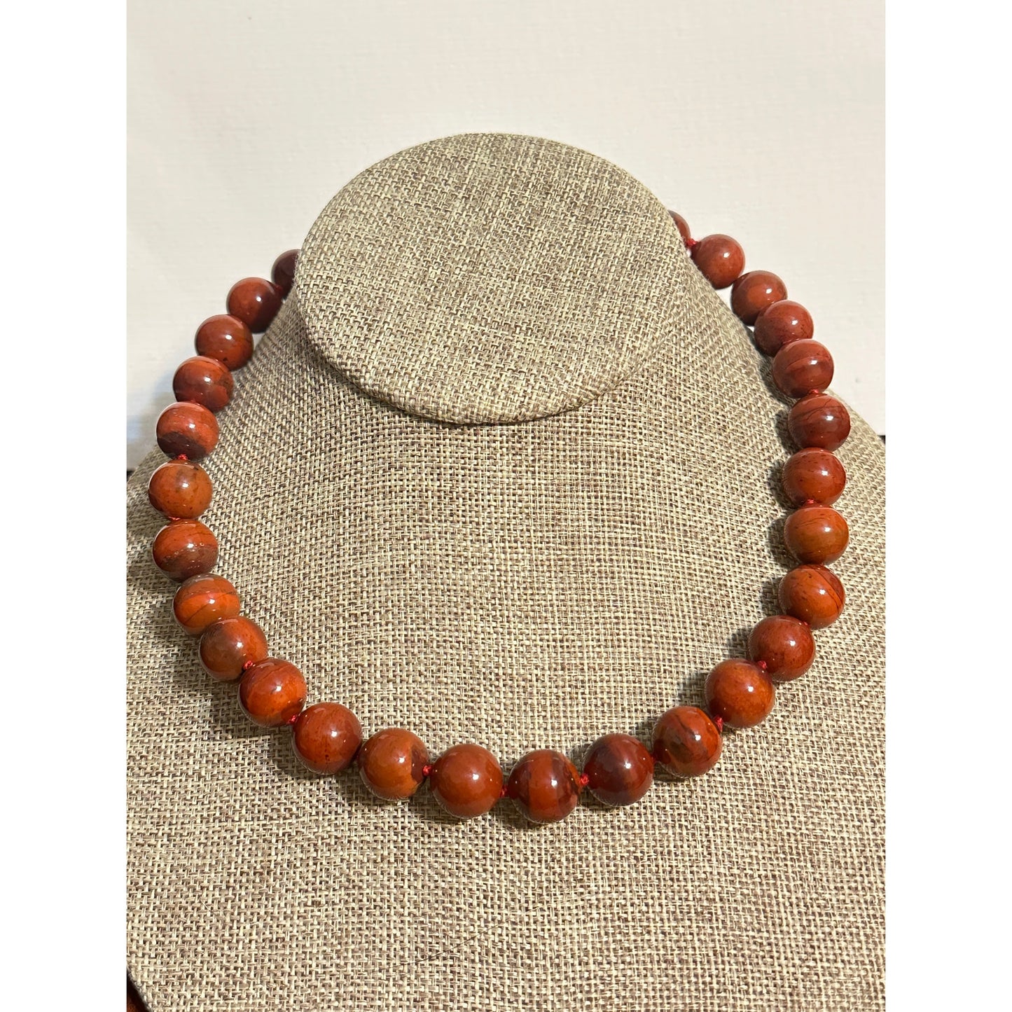 Vtg WK WHITNEY KELLY 925 Silver Red Orange Jasper Necklace Chunky Statement