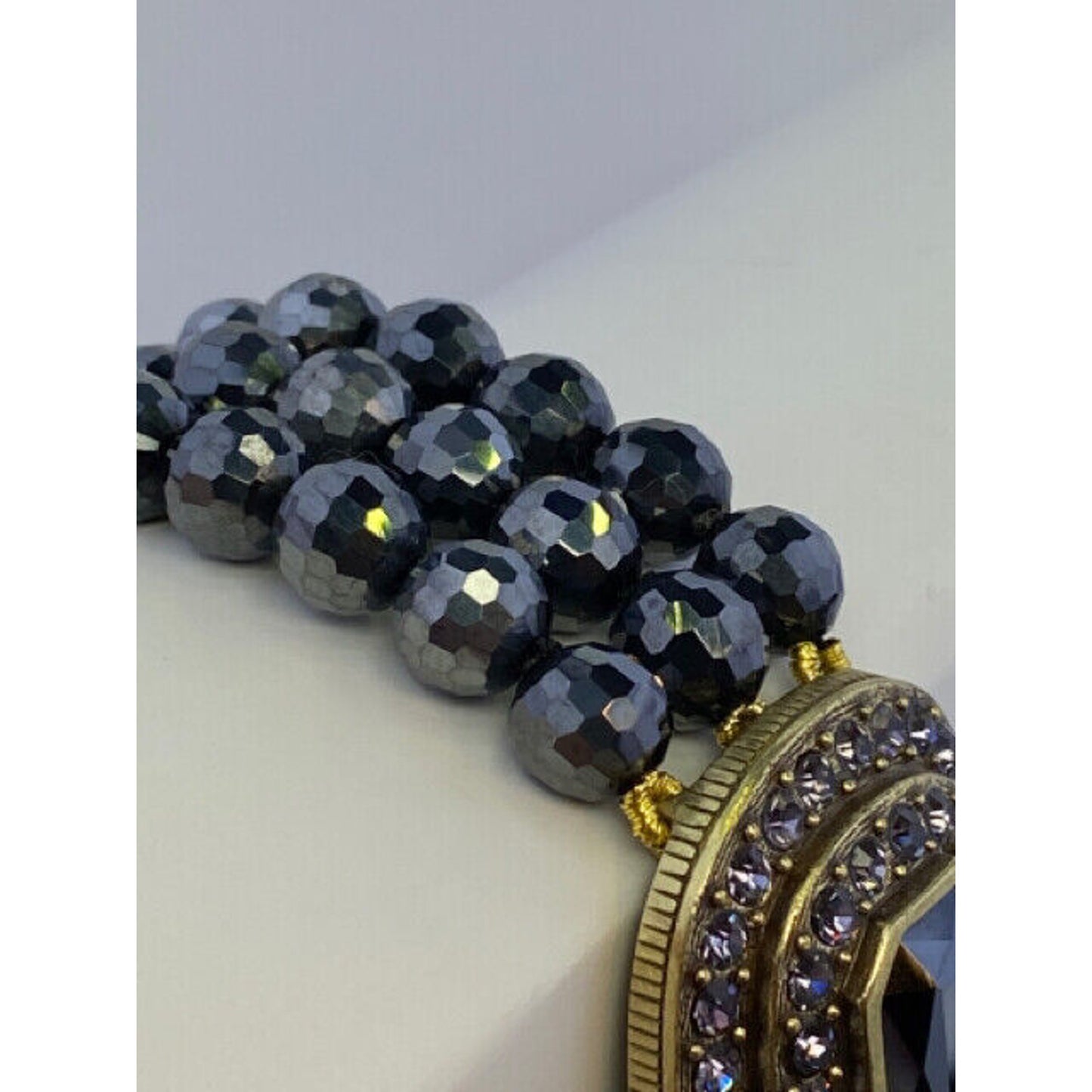 Heidi Daus Triple Strand Hematite Crystal Bracelet ~ Tailored to Please