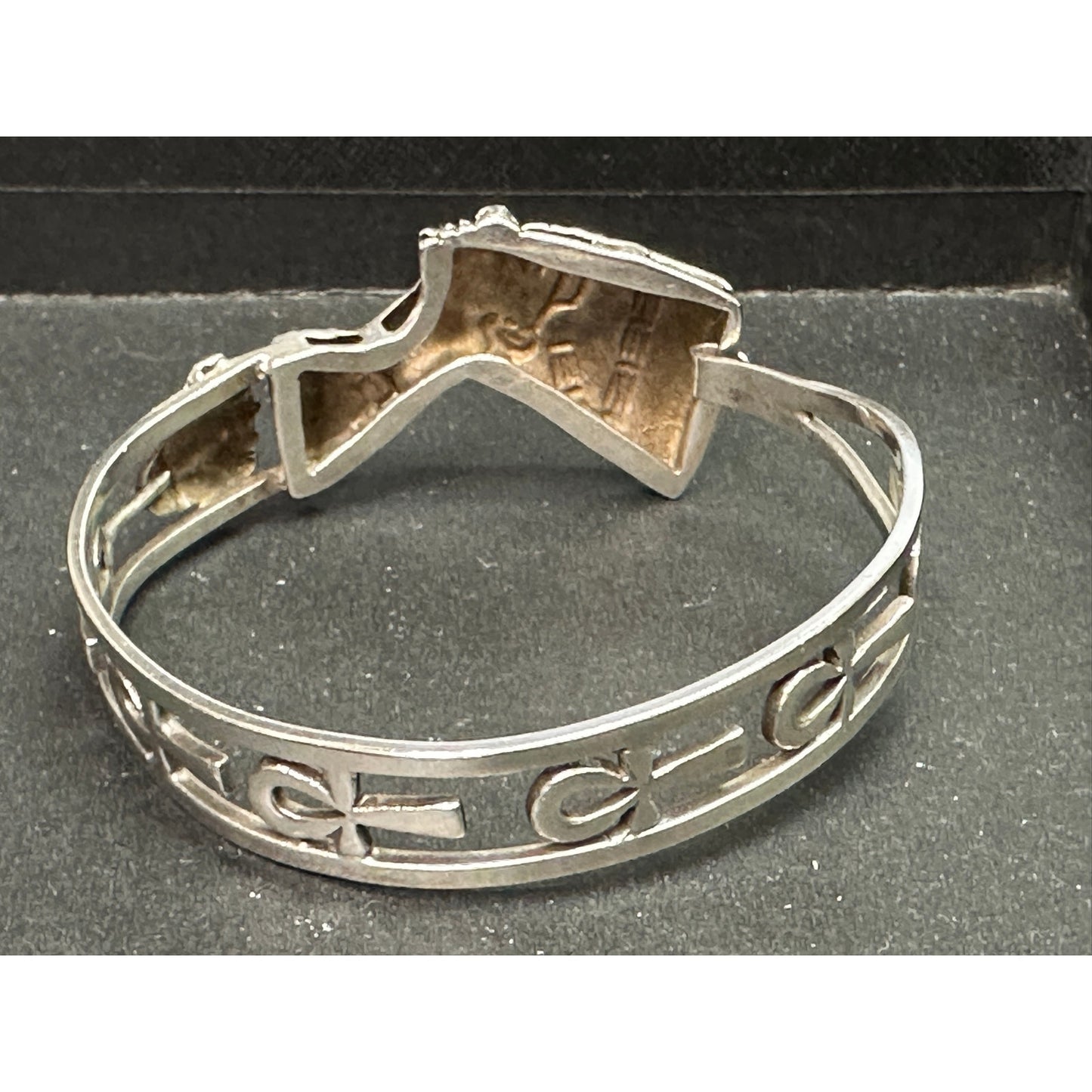 Vintage Sterling Silver Egyptian Nefertiti Bangle Bracelet