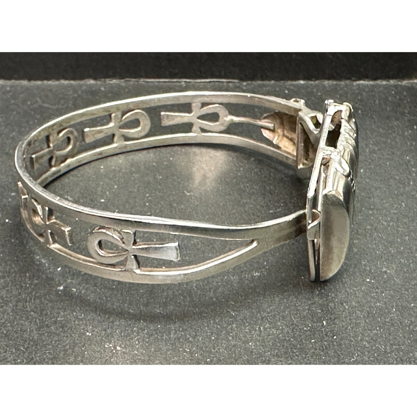 Vintage Sterling Silver Egyptian Nefertiti Bangle Bracelet