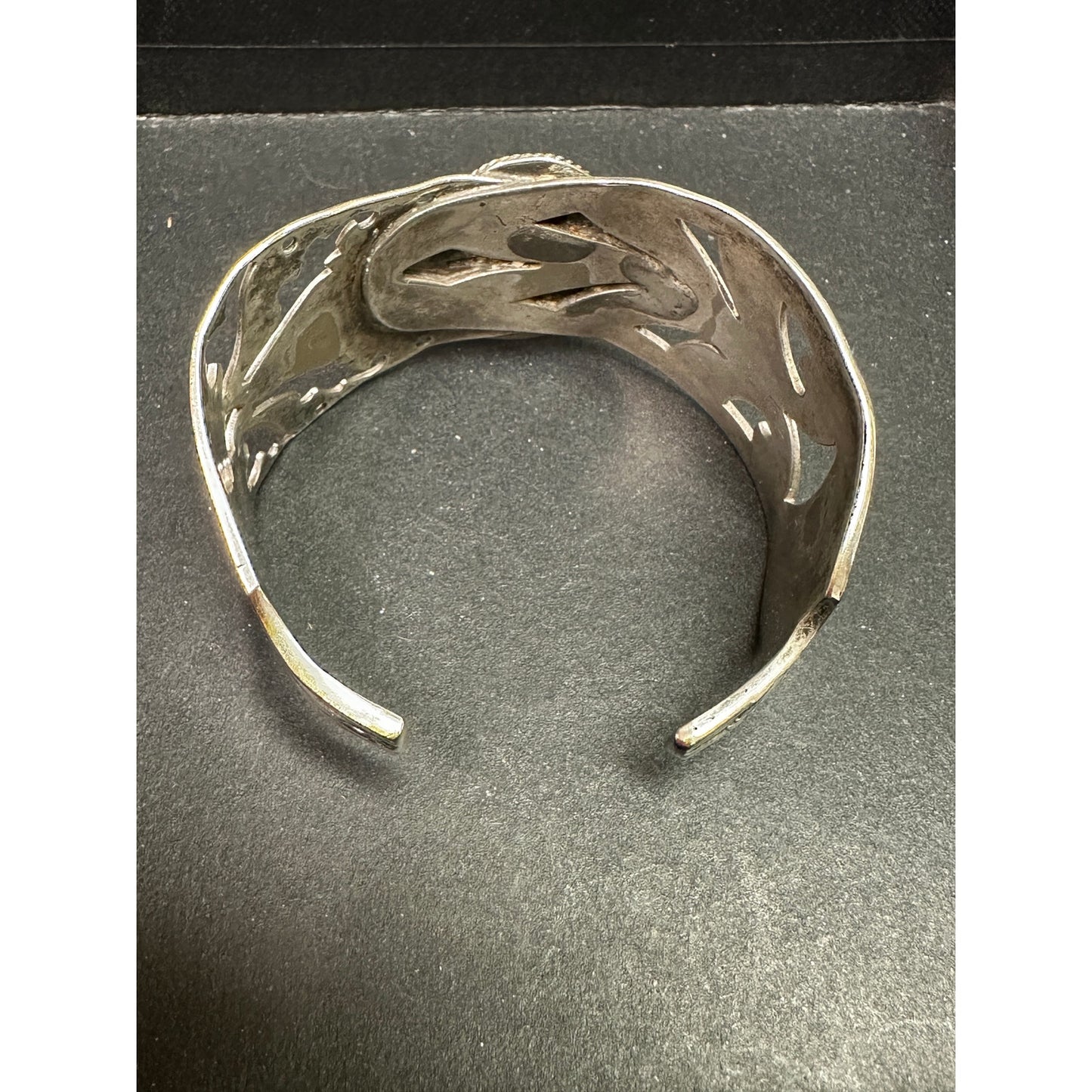 Unique Wide Silver Serving Pieces Cuff Bracelet w/ Jasper Stone - Spoon Bracelet