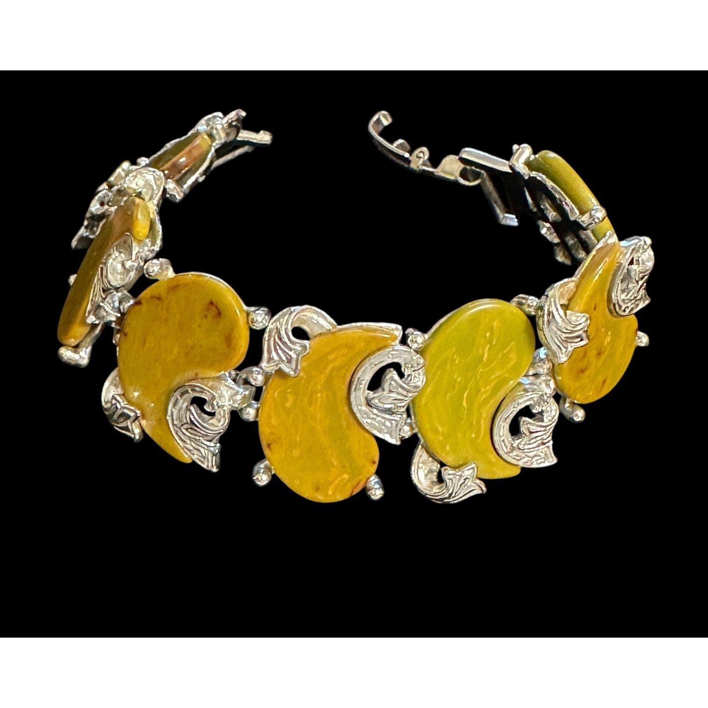 Vintage ART Arthur Pepper Green Funky Shape Thermoset Bracelet