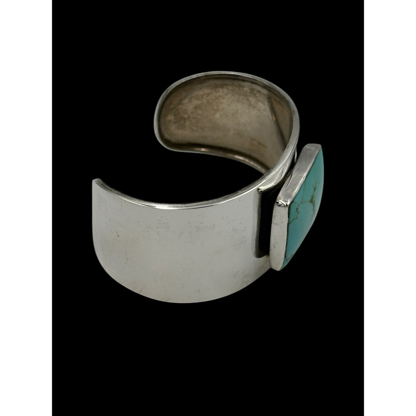 Vintage Turquoise Sterling Silver Cuff Marked Mexico 925 / Stamped JR