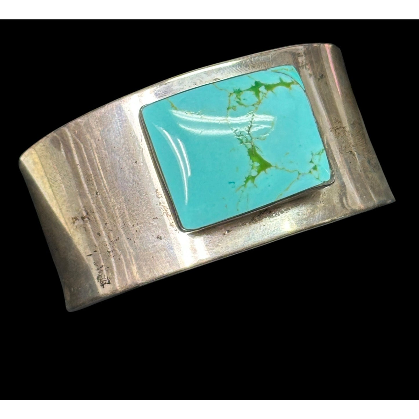 Vintage Turquoise Sterling Silver Cuff Marked Mexico 925 / Stamped JR