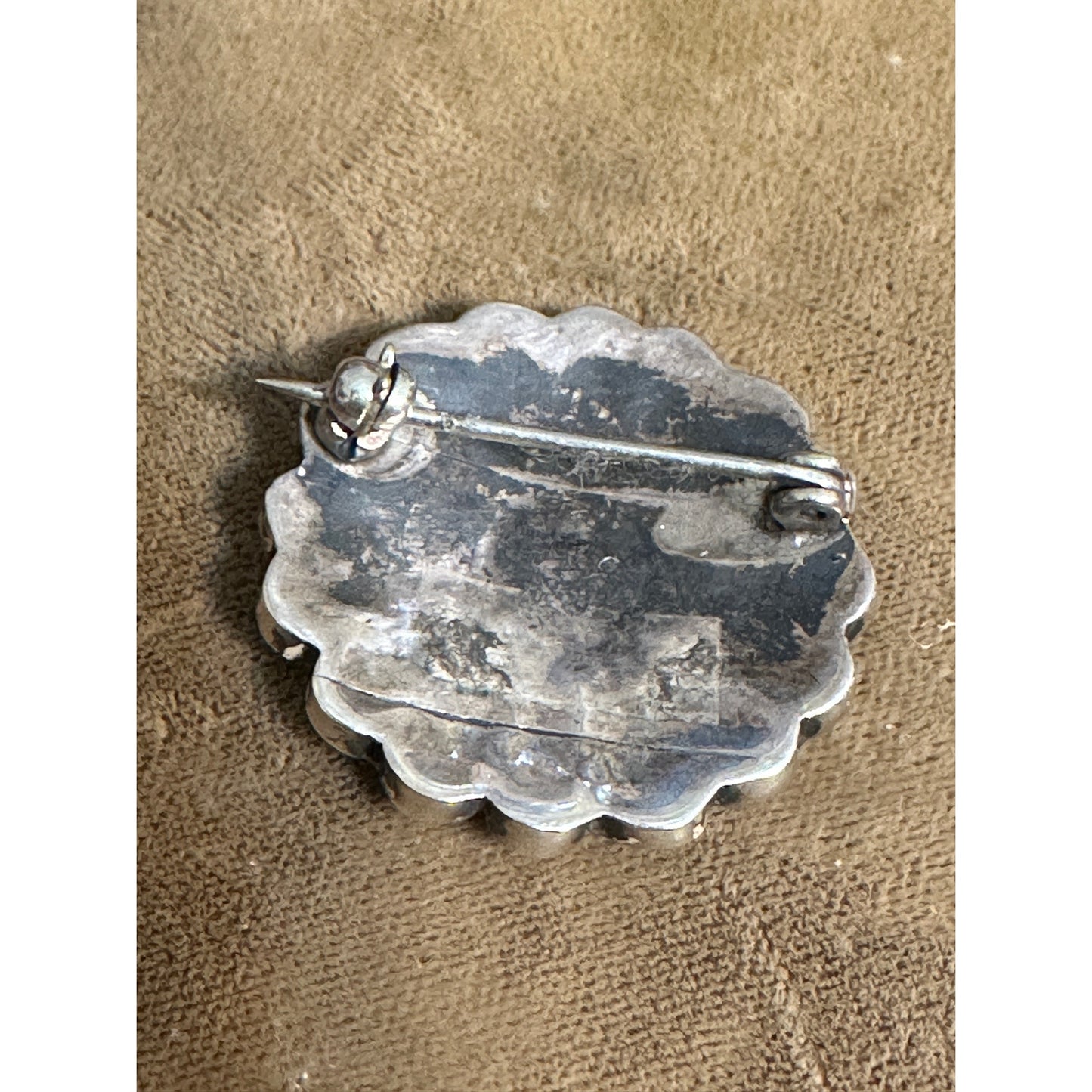 Vintage Zuni Sterling Silver & Multi Stone Sub Face Pin