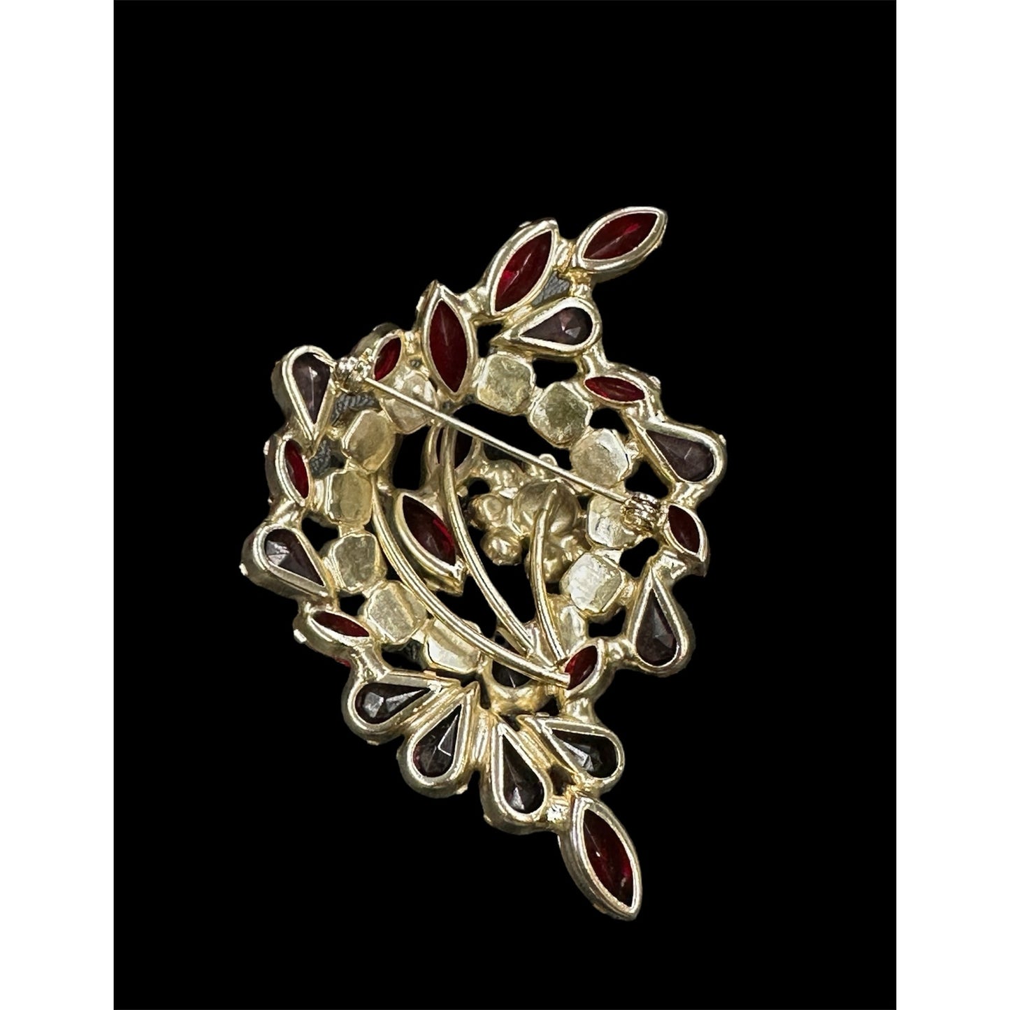 Fabulous Juliana Red Purple Fuschia Large Rhinestone Brooch Pin
