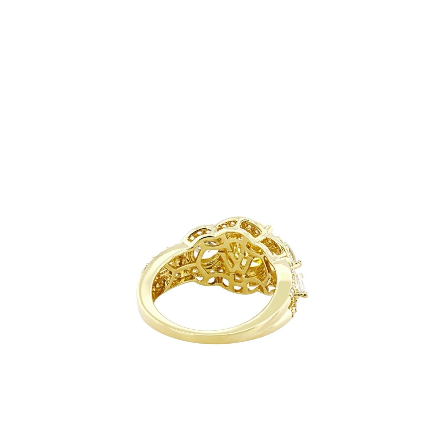 Charles Winston Bella Luce 18k Over Sterling Canary White CZ Ring Size 6 3/4 NIB