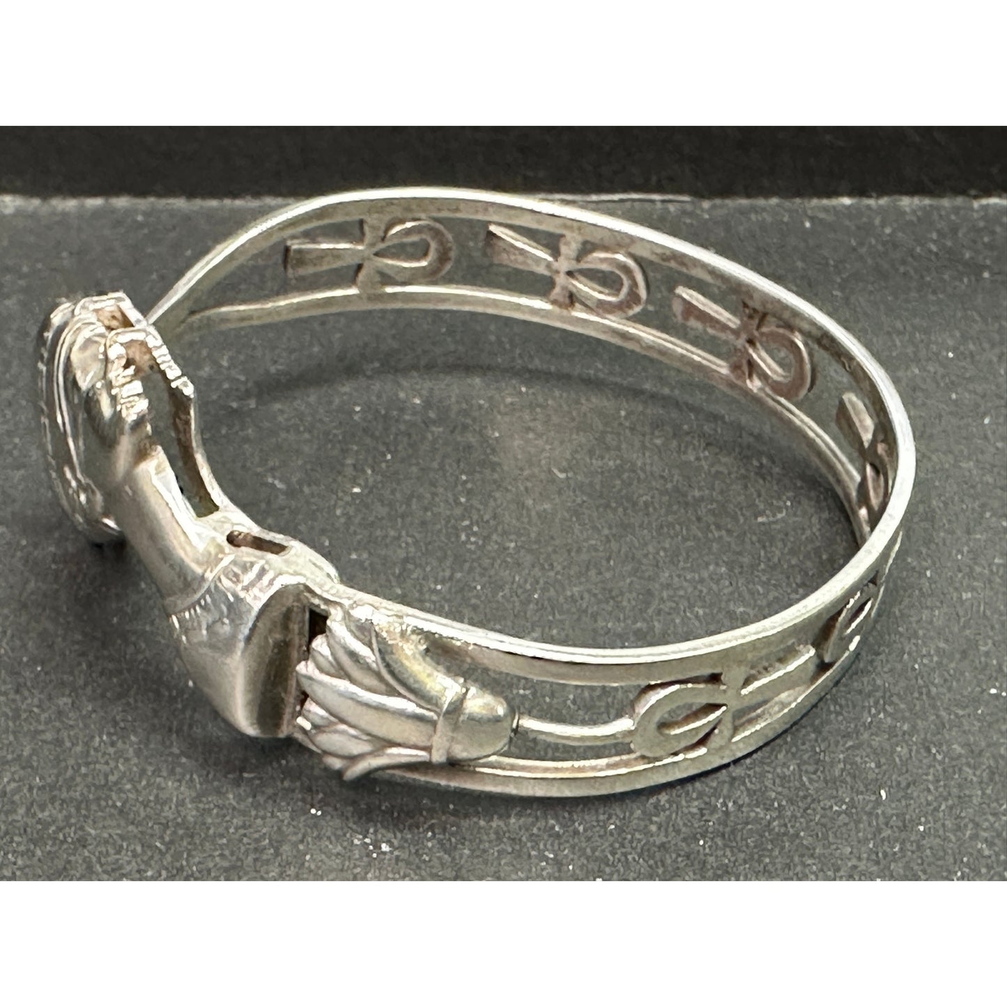 Vintage Sterling Silver Egyptian Nefertiti Bangle Bracelet