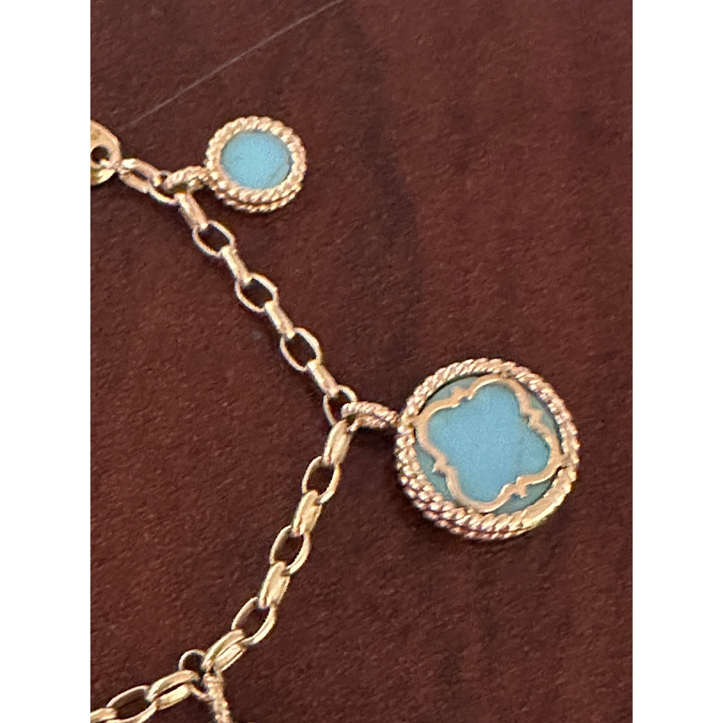 Charles Garnier 18k over Sterling Simulated Turquoise CZ Charm Bracelet