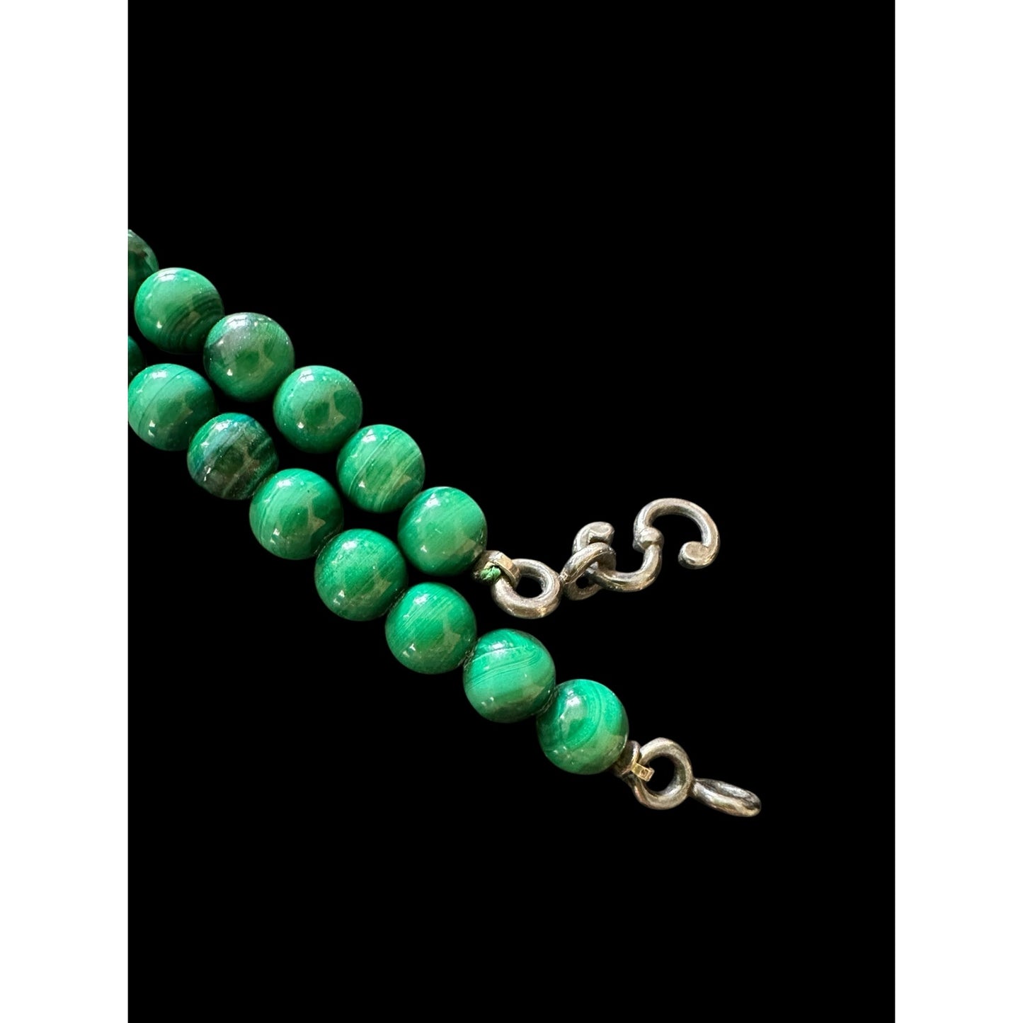 Lovely Malachite Beaded Necklace with Open Work Gothic Celtic CROSS Pendant