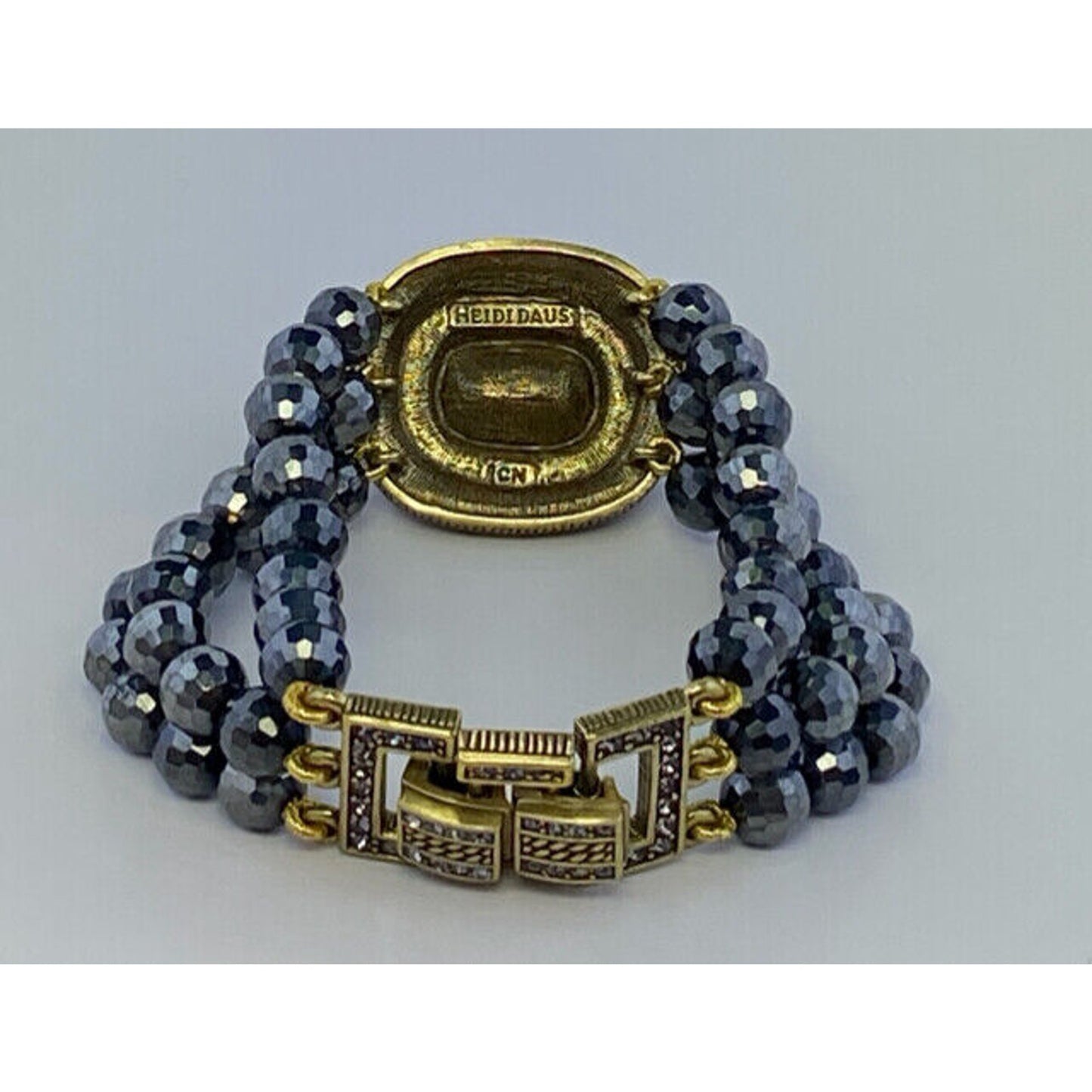 Heidi Daus Triple Strand Hematite Crystal Bracelet ~ Tailored to Please