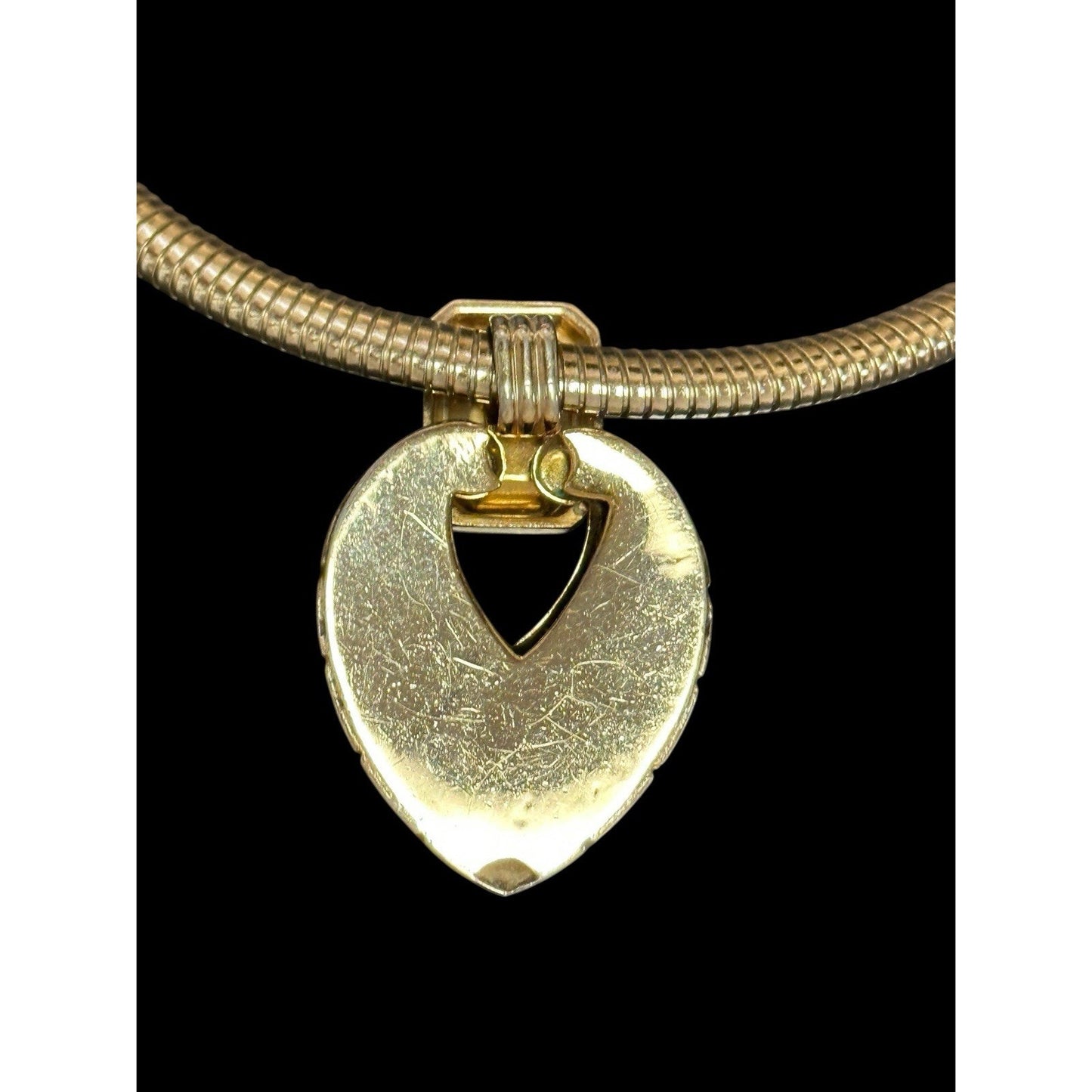 Coro Pegasus Necklace Emerald Green Glass Pendant Gold Tone Omega Chain