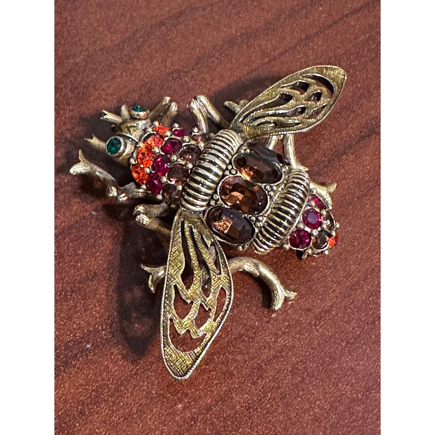 Joan Rivers Goldtone Multi Color Rhinestone Queen Bee Bumble Bee Brooch Pin