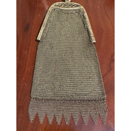 Art Deco NAPIER Goldtone Soldered Mesh Purse Jeweled Clasp