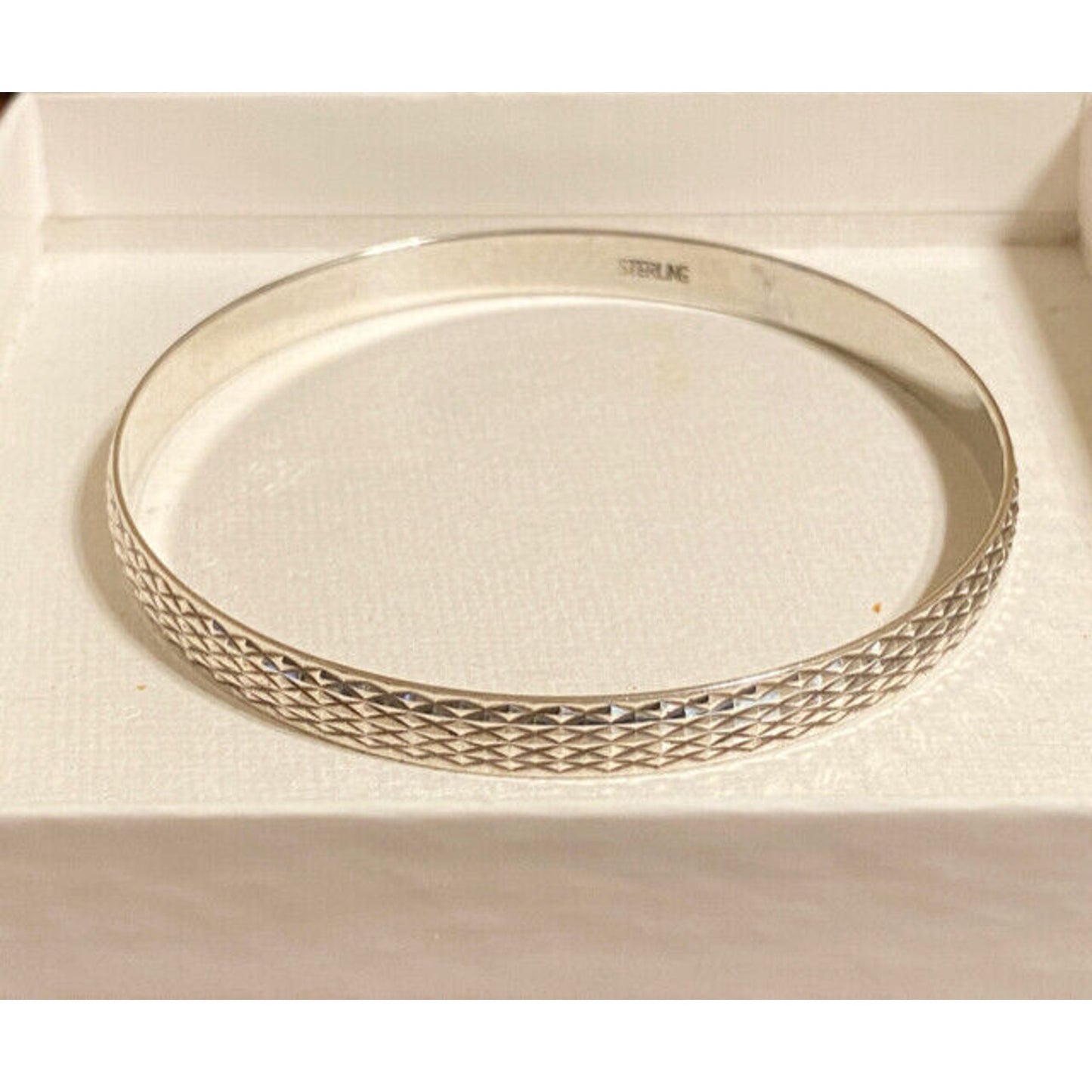 Lovely Sterling Silver Diamond Cut Bangle Bracelet