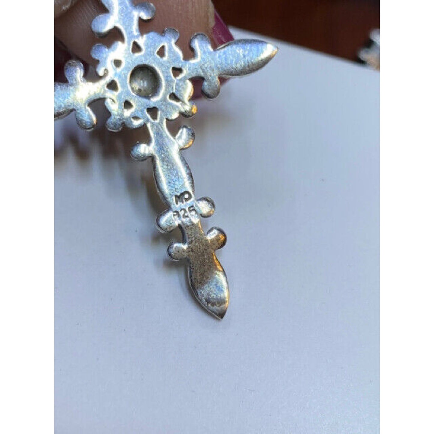 Sterling Silver Marcasite MOP Cross Pendant