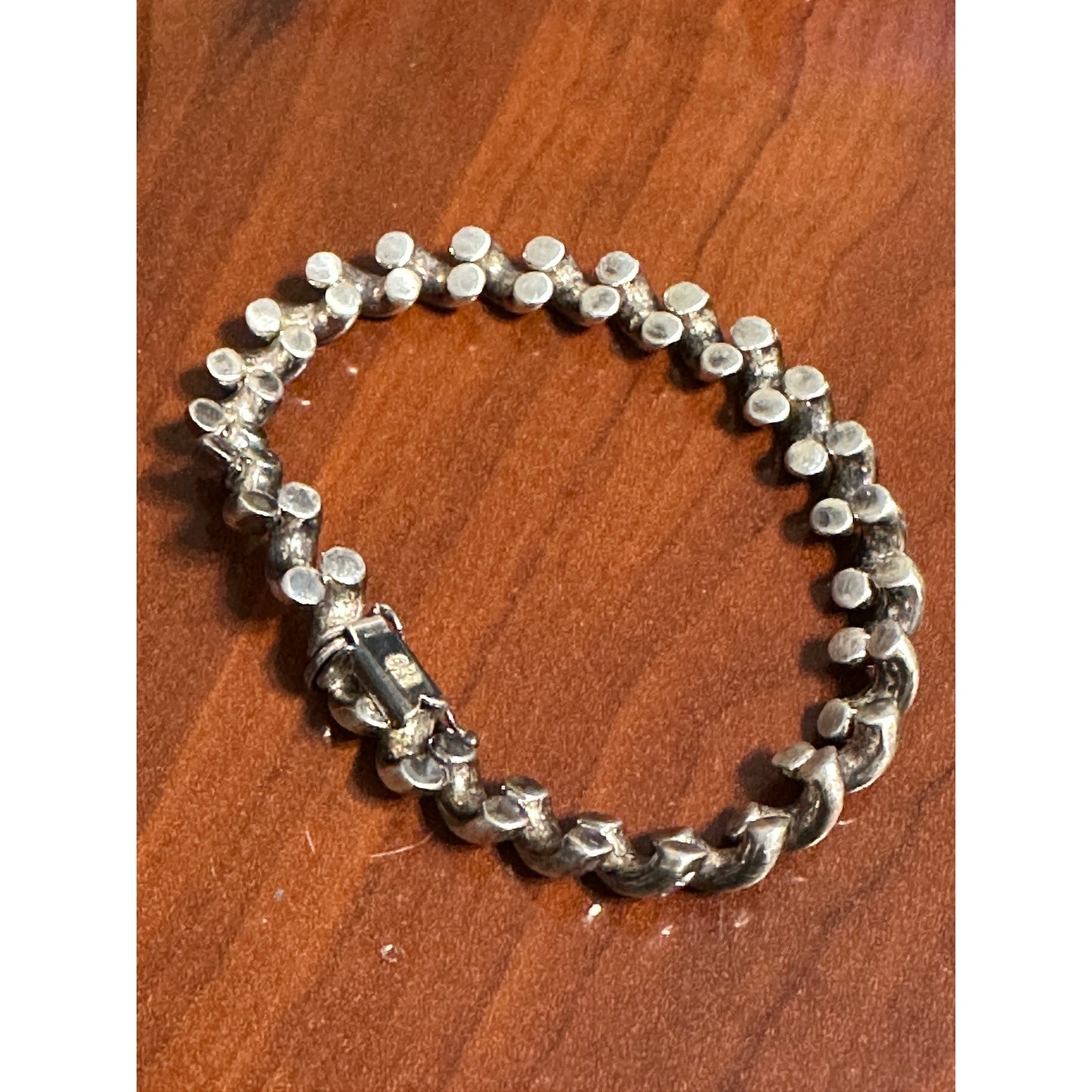 Italian Hammered Sterling Silver Macaroni Link Bracelet 8” MILOR 925 Heavy