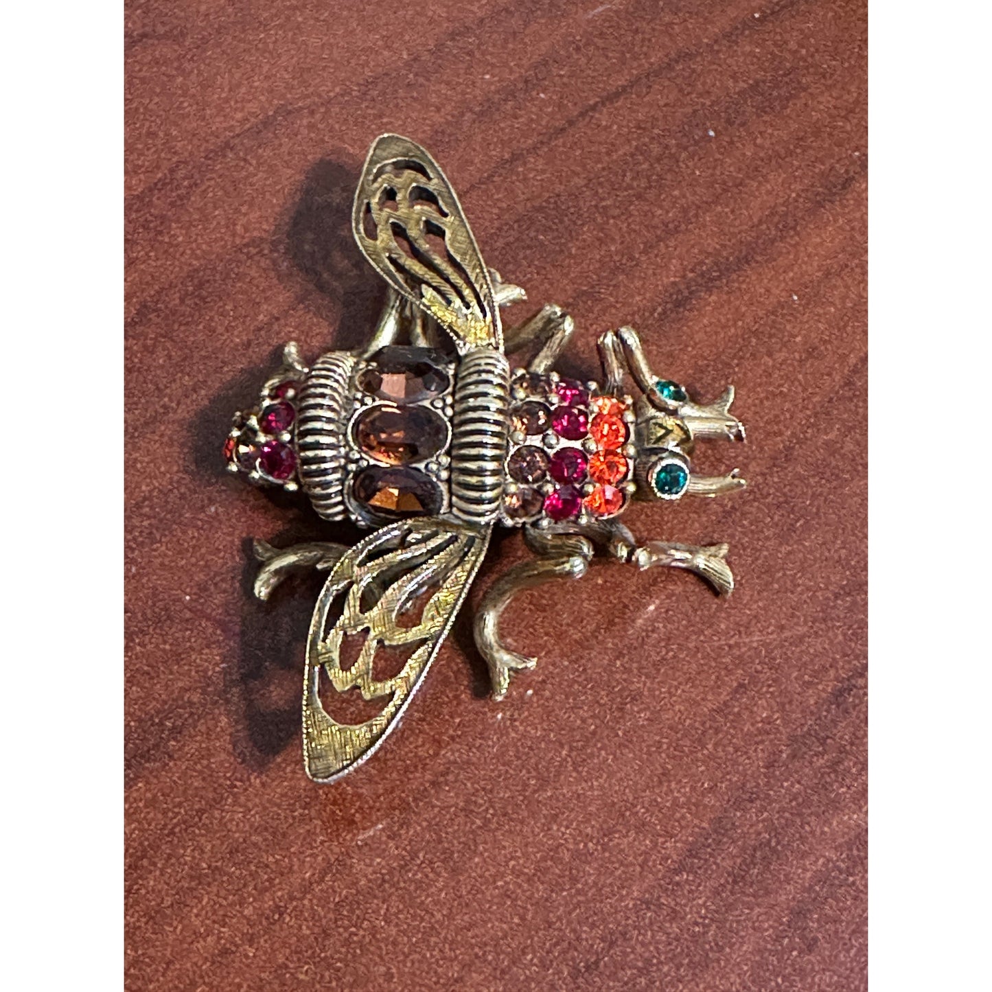 Joan Rivers Goldtone Multi Color Rhinestone Queen Bee Bumble Bee Brooch Pin