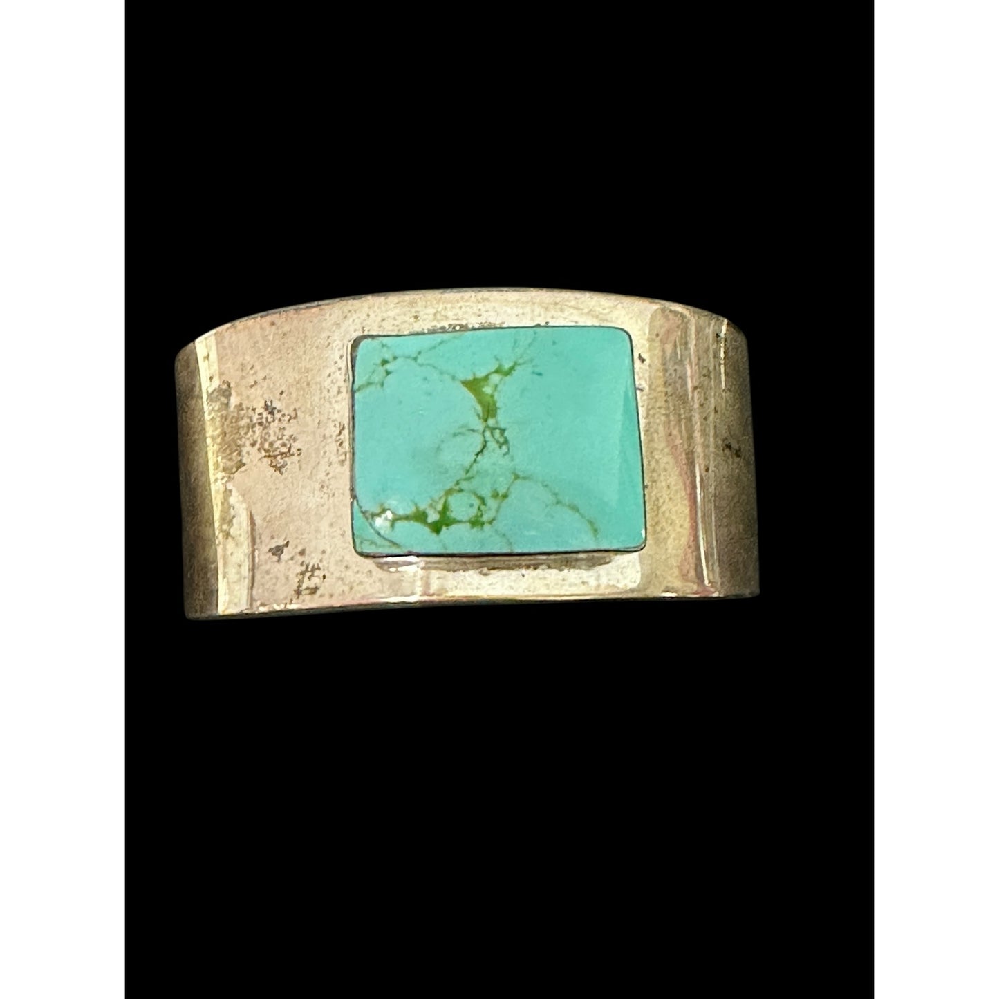 Vintage Turquoise Sterling Silver Cuff Marked Mexico 925 / Stamped JR