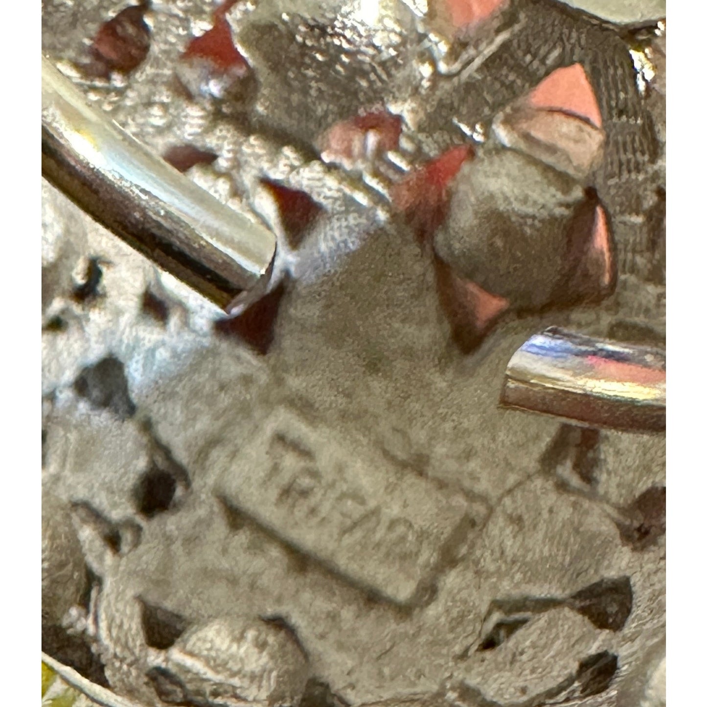 Vintage Crown Trifari Silvertone Rhinestone Chunky Adjustable Ring