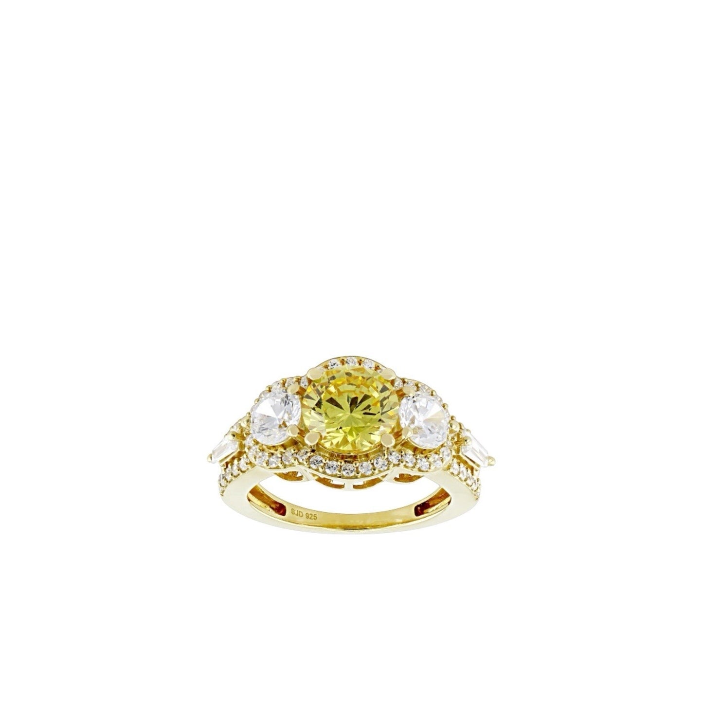 Charles Winston Bella Luce 18k Over Sterling Canary White CZ Ring Size 6 3/4 NIB