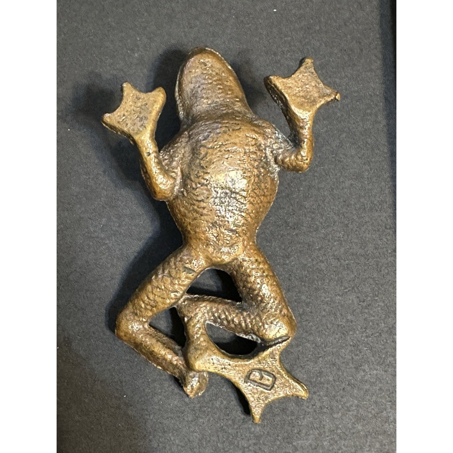 Antique Bronze Frog Paperweight - Very Detailed and Marked
