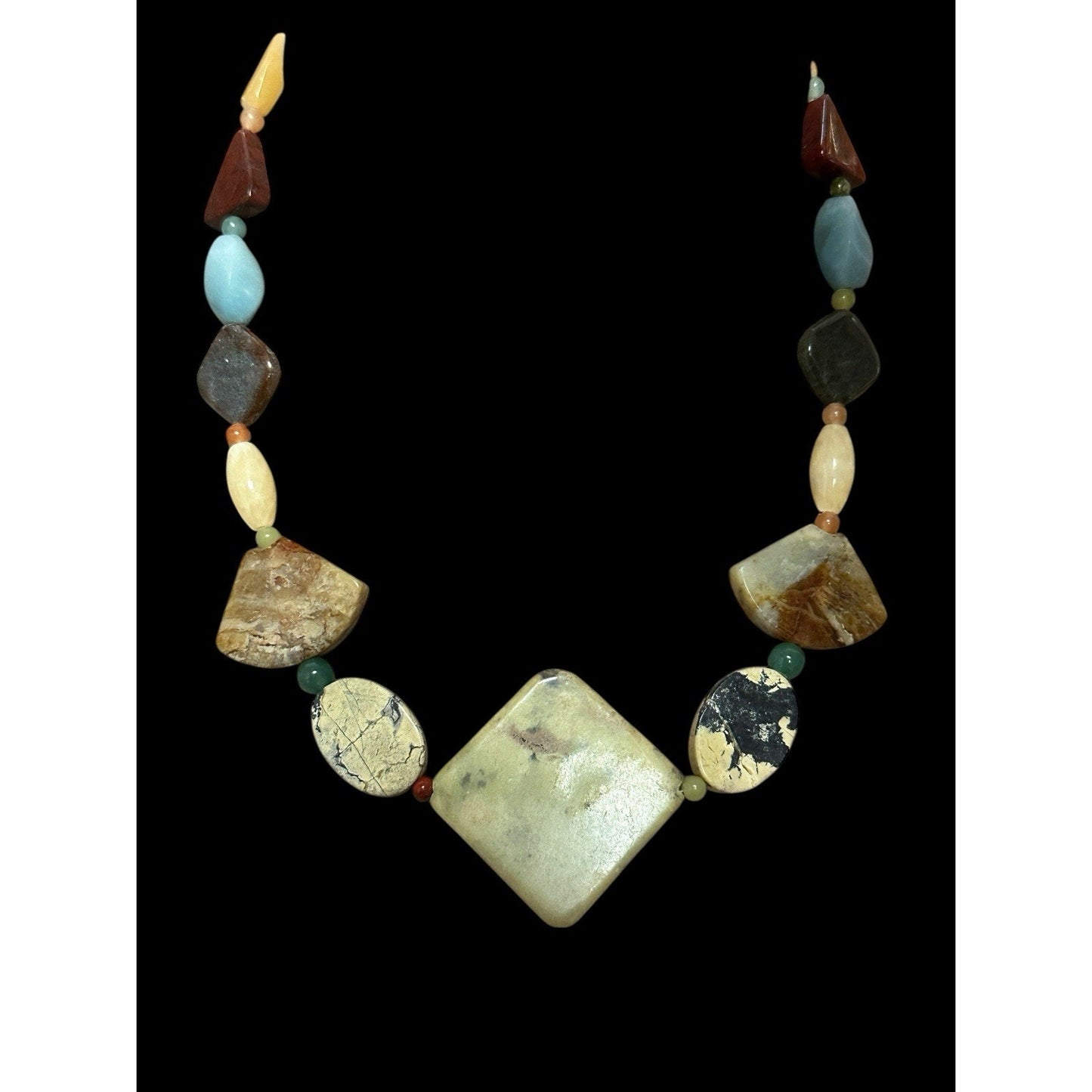 Jay King Desert Rose Trading Dtr Multi Stone Sterling 18"+3 Necklace Geometric