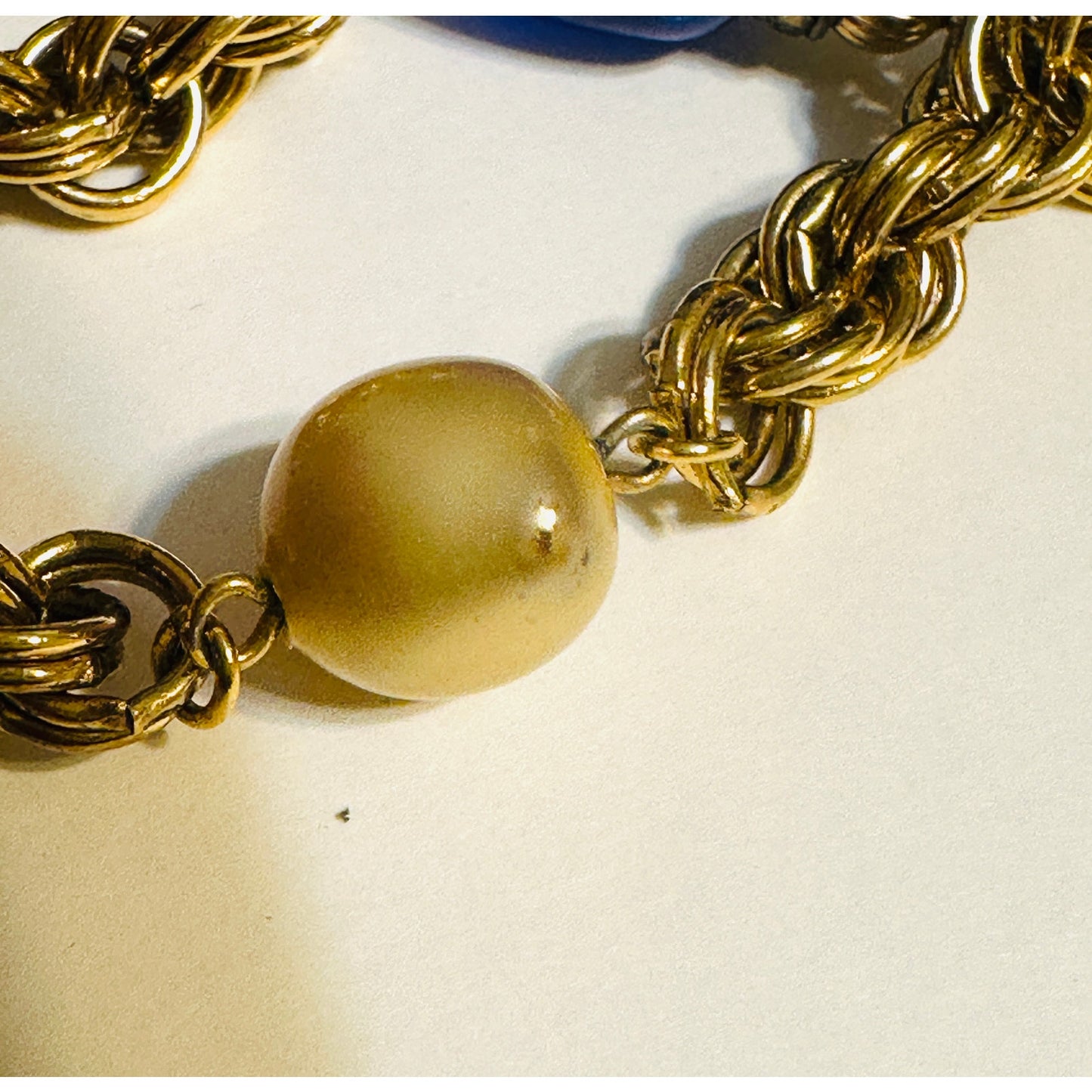 Vintage Givenchy Poured Glass Pate De Verre Gems & Pearls Sautoir Chain Necklace