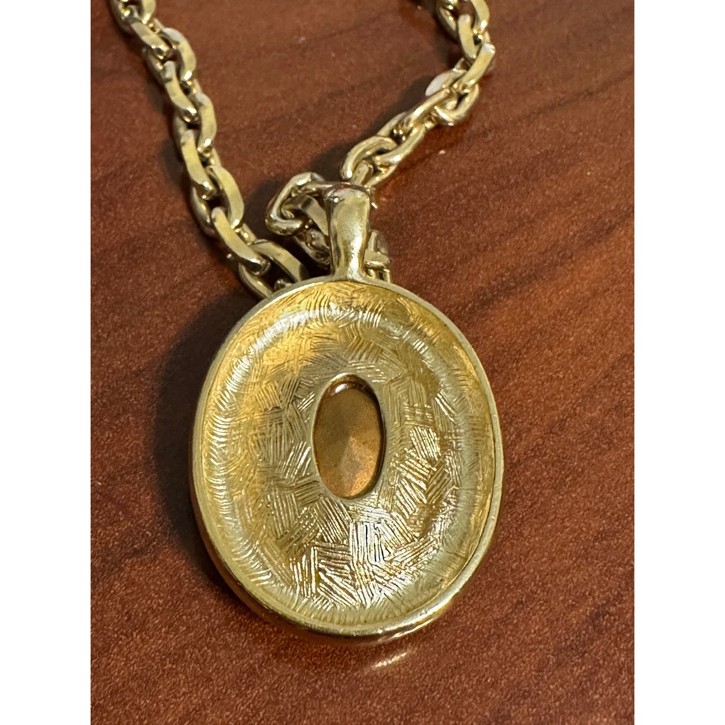 Vintage Givenchy 36” Gold Tone Chain Toggle Necklace w/ Crystal Pendant Signed
