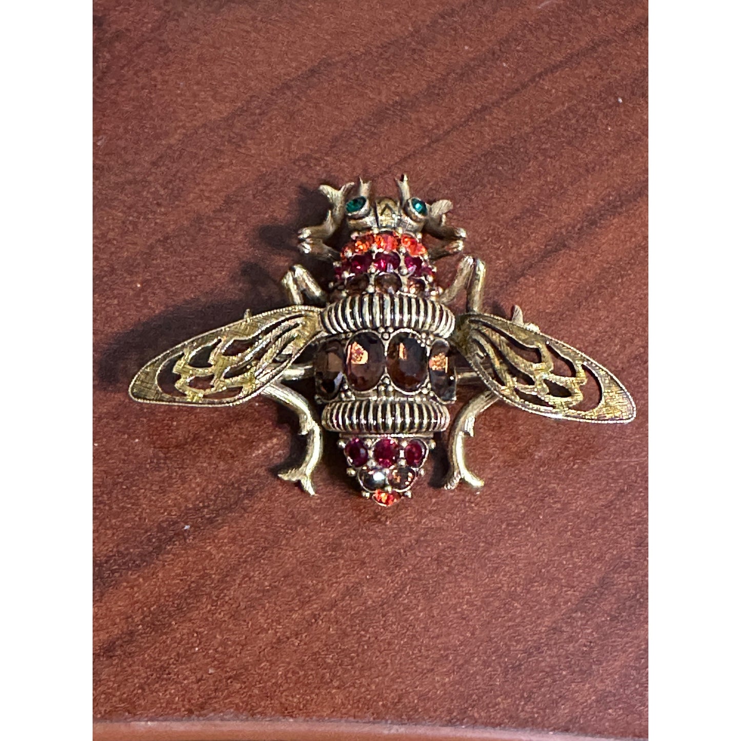 Joan Rivers Goldtone Multi Color Rhinestone Queen Bee Bumble Bee Brooch Pin