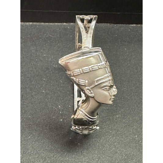 Vintage Sterling Silver Egyptian Nefertiti Bangle Bracelet