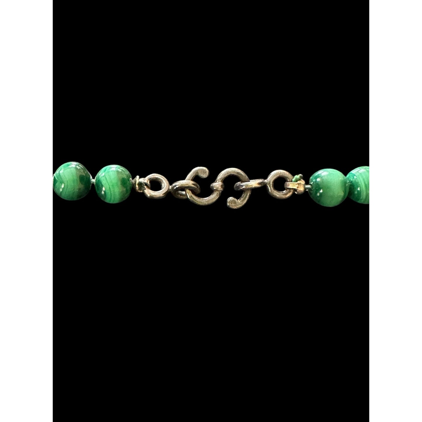 Lovely Malachite Beaded Necklace with Open Work Gothic Celtic CROSS Pendant